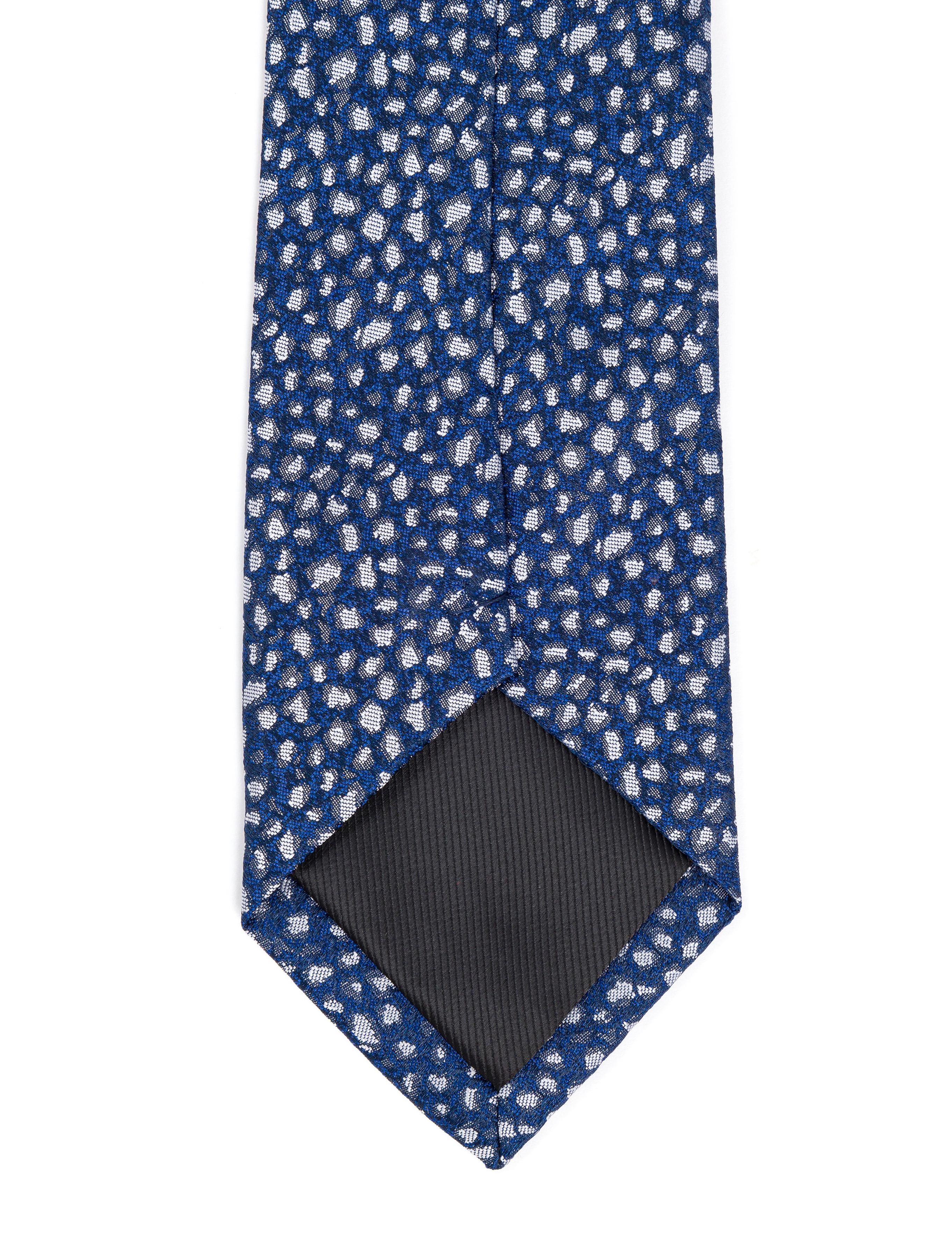 Lacivert 3'lü Kravat-Mendil-Kravat İğnesi Set