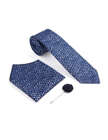 Lacivert 3'lü Kravat-Mendil-Kravat İğnesi Set - 50270931001