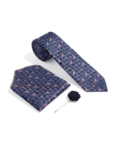 Lacivert 3'lü Kravat-Mendil-Kravat İğnesi Set - 50270937001