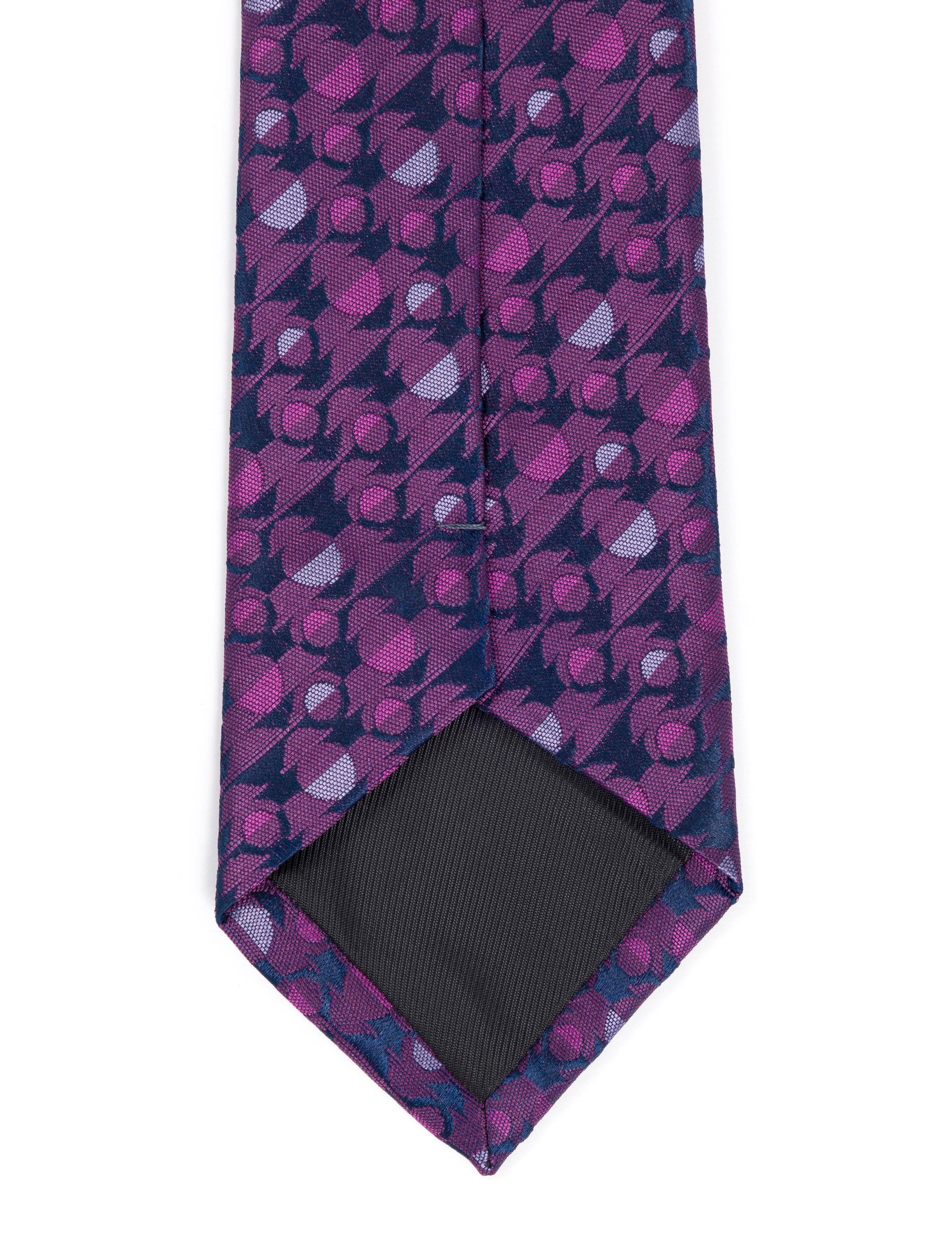 Mor 3'lü Kravat-Mendil-Kravat İğnesi Set