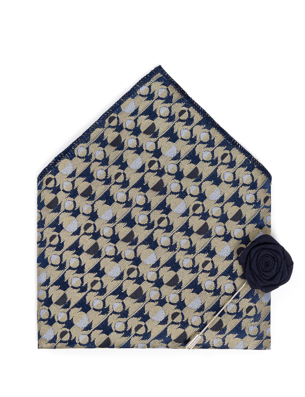 Bej 3'lü Kravat Mendil Set - 50270937004