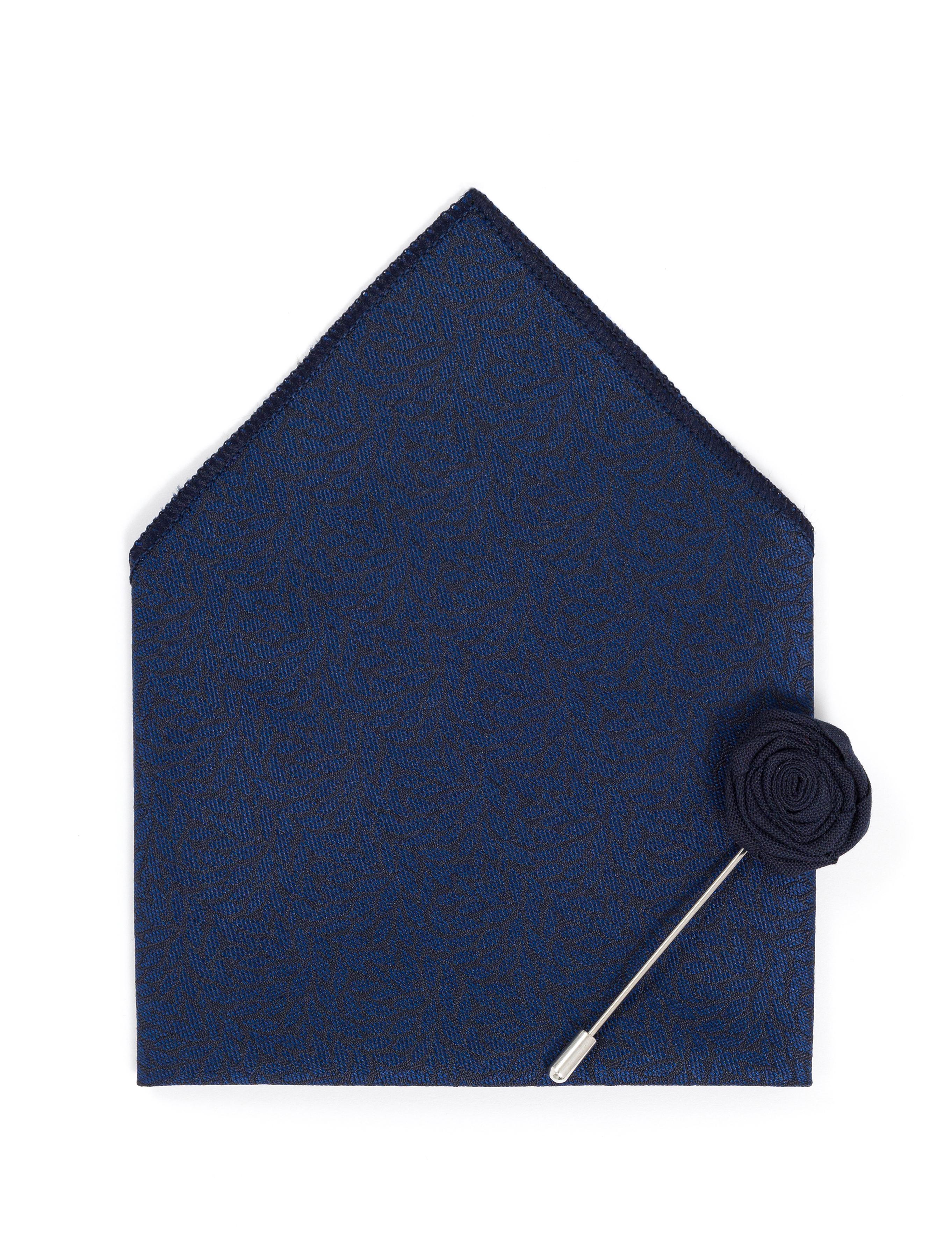 Lacivert 3'lü Kravat Mendil Set