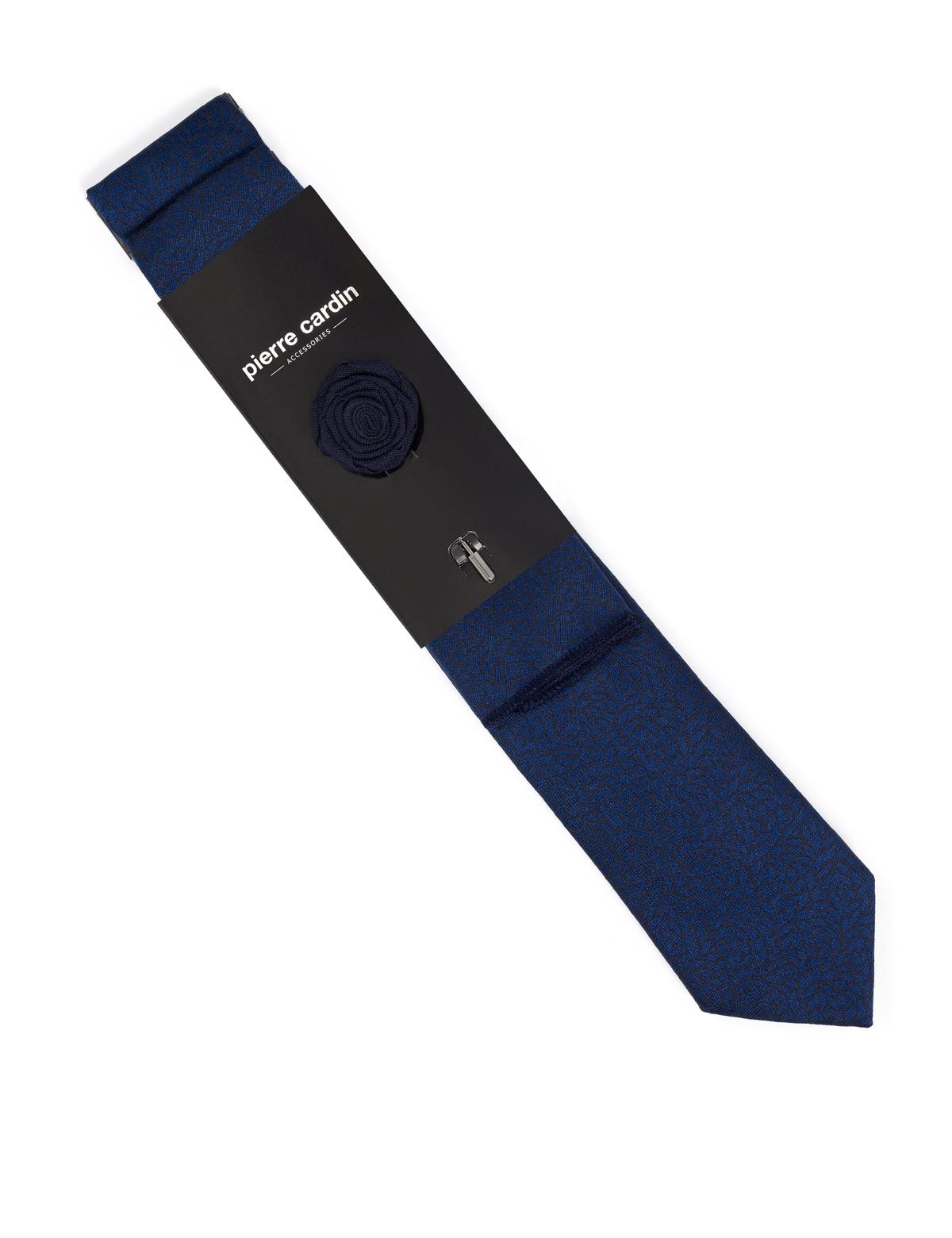 Lacivert 3'lü Kravat Mendil Set - 50270938002