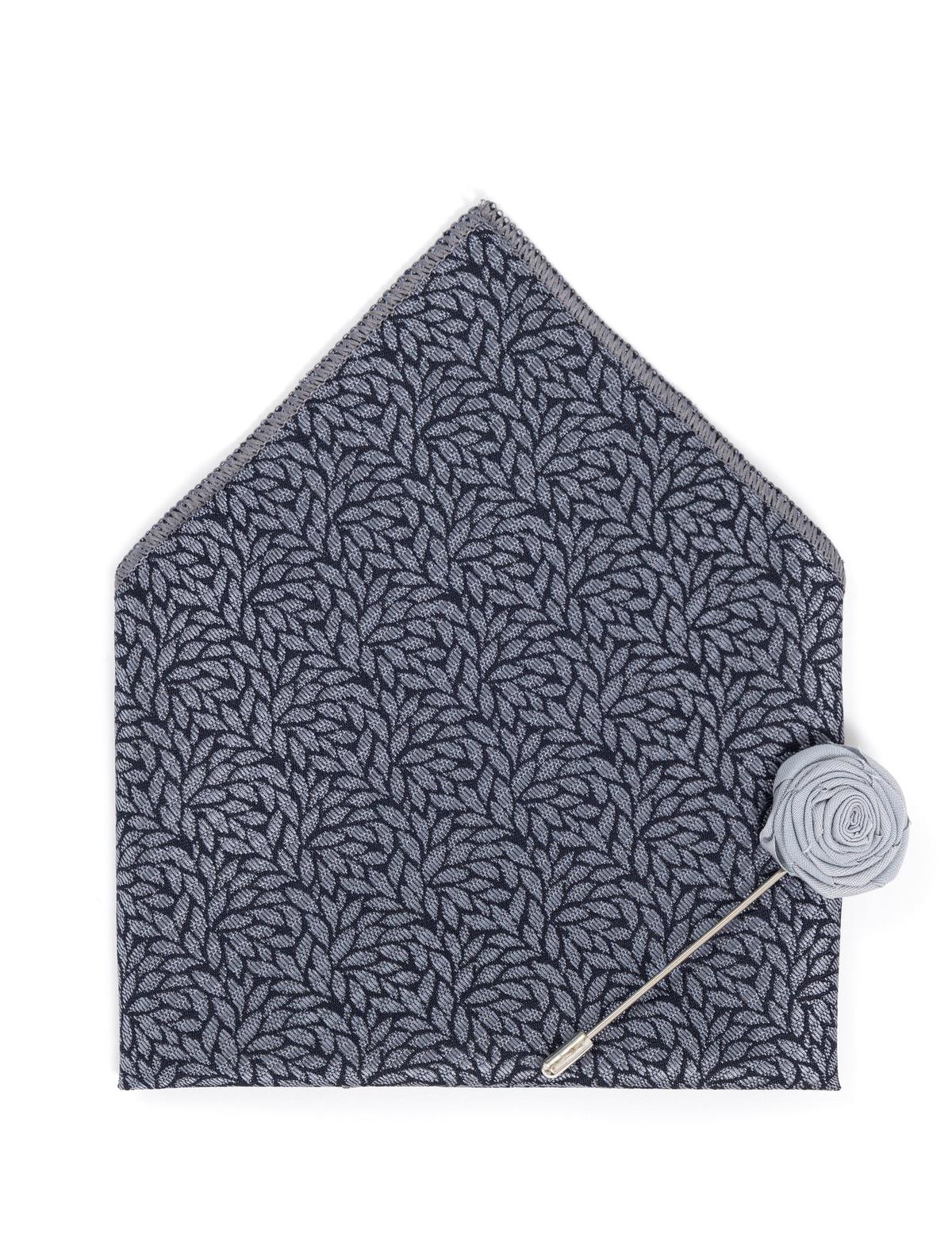 Gri 3'lü Kravat Mendil Set - 50270938001