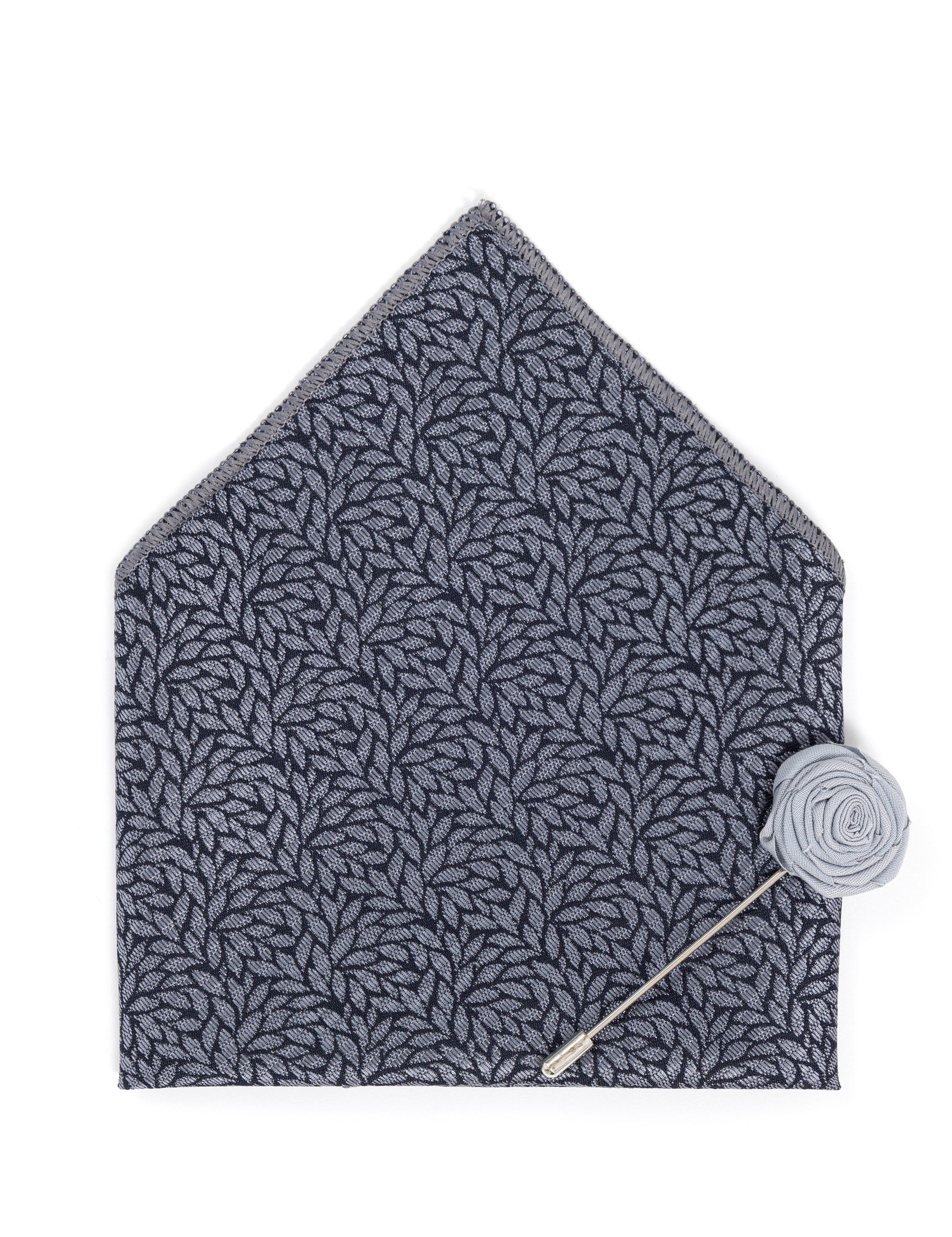 Gri 3'lü Kravat Mendil Set