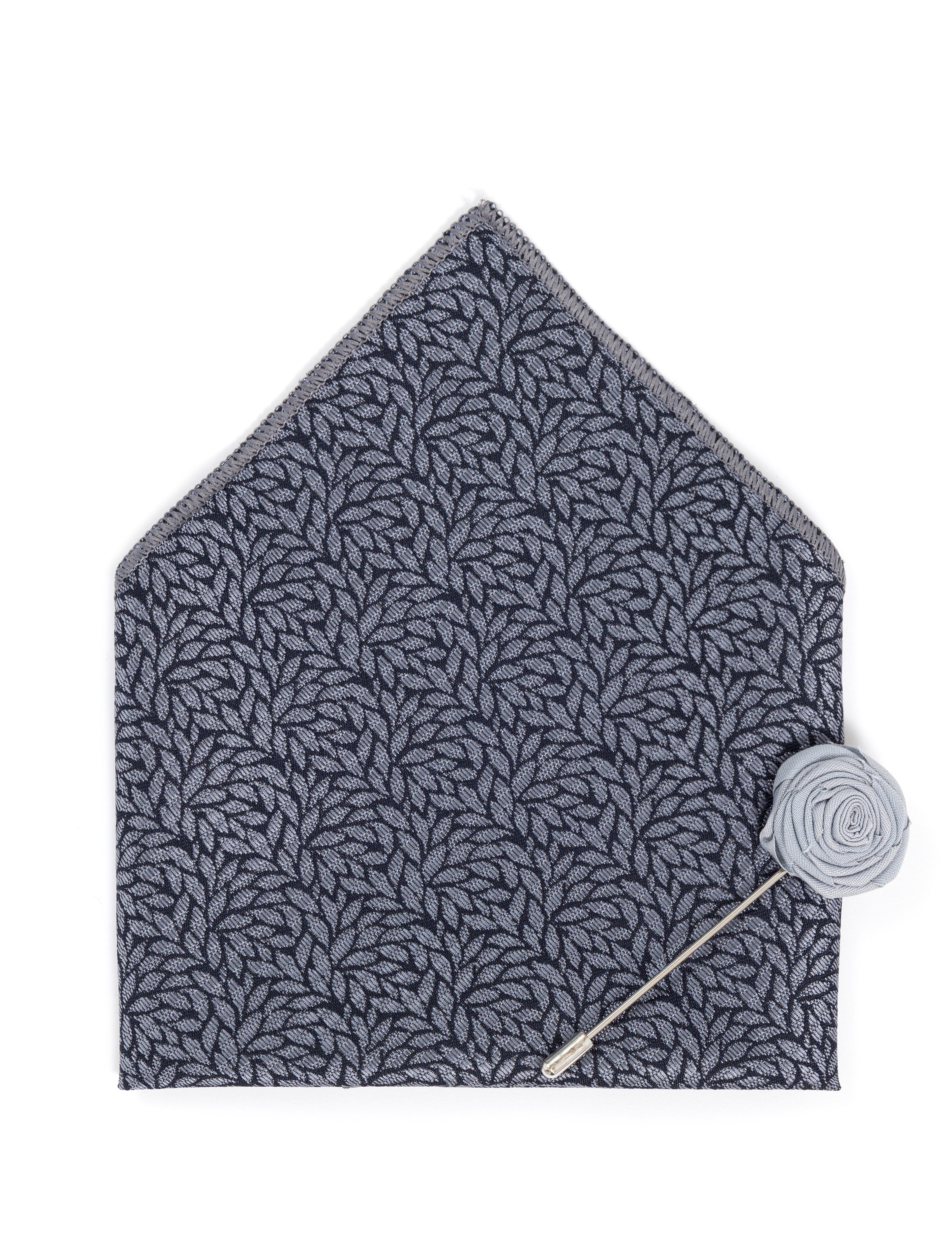 Gri 3'lü Kravat Mendil Set - Image 3