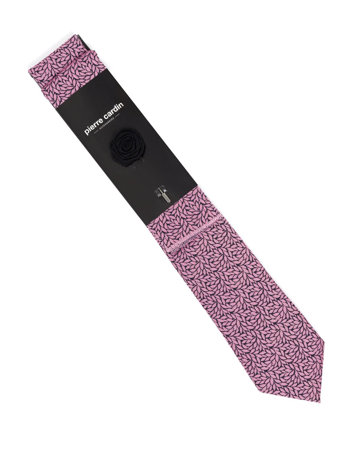 Pembe 3'lü Kravat-Mendil-Kravat İğnesi Set - 50270938003