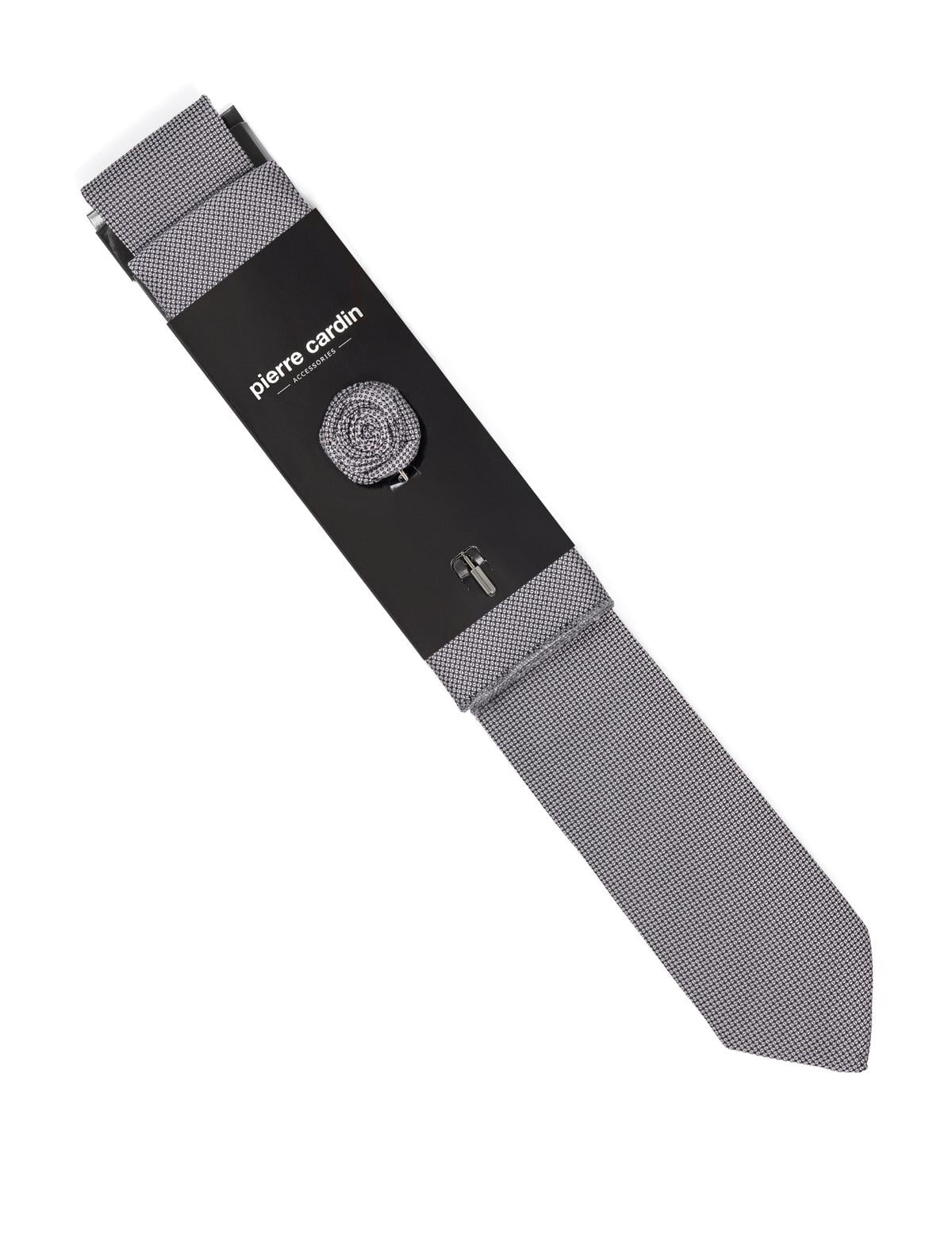 Gri 3'lü Kravat Mendil Set - 50272351001