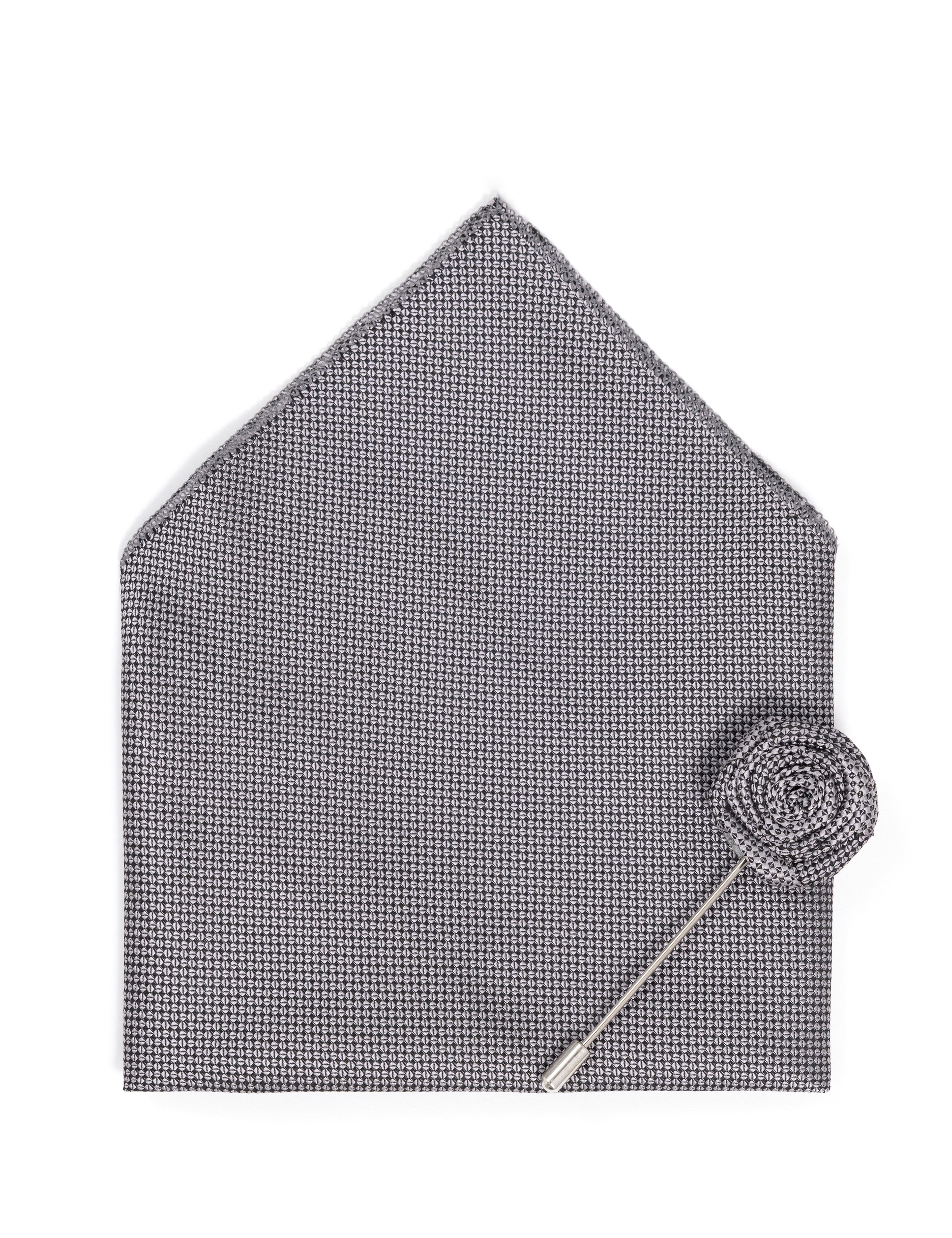 Gri 3'lü Kravat Mendil Set - Image 3