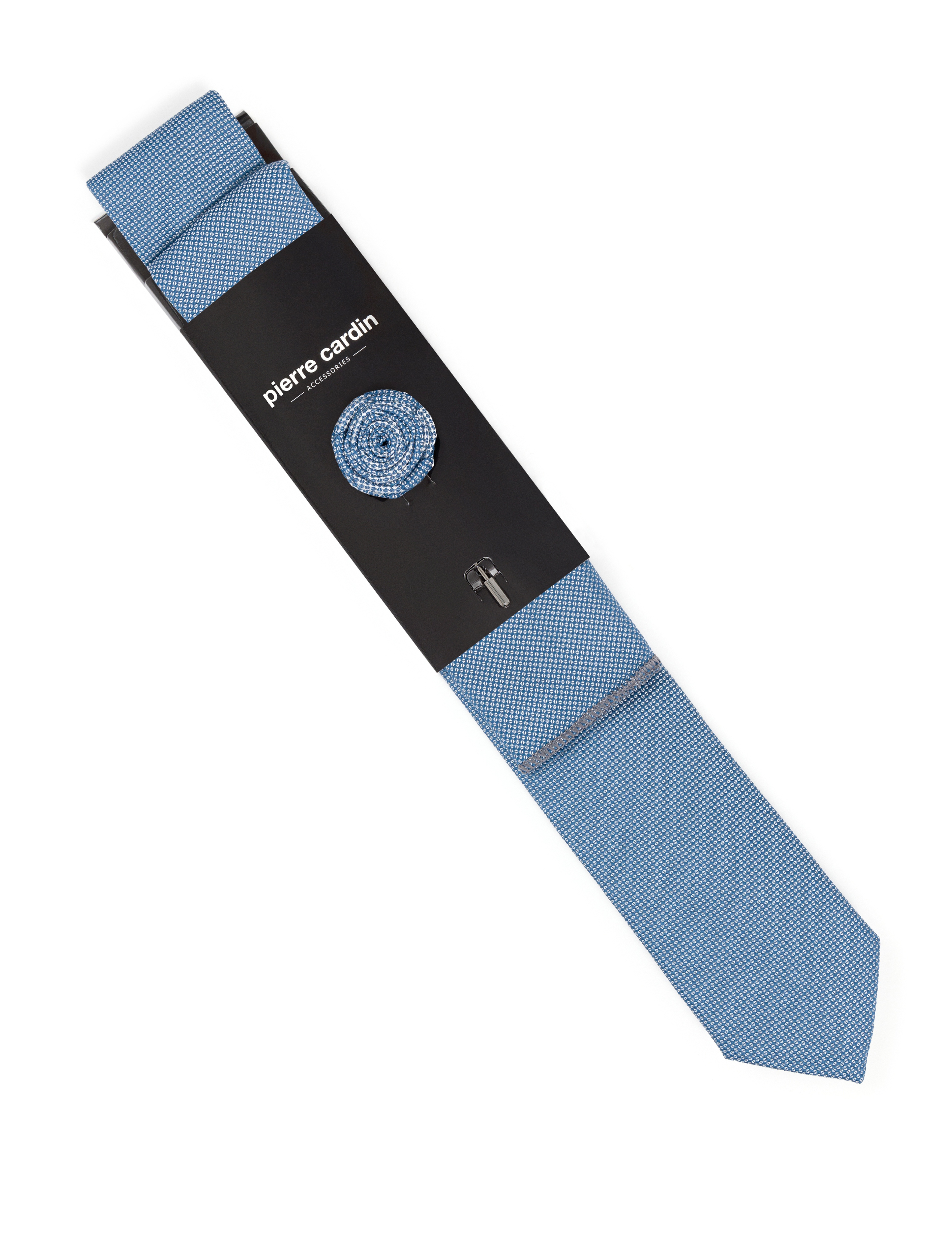 Mavi 3'lü Kravat Mendil Set - Image 5