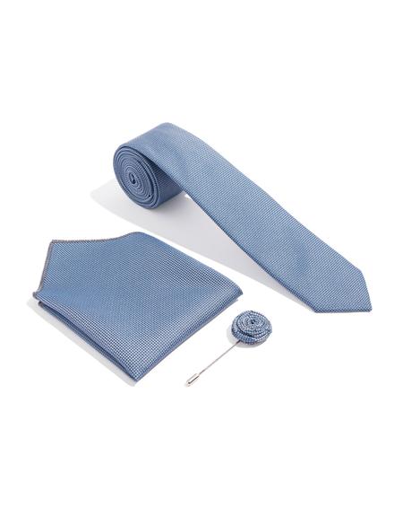 Mavi 3'lü Kravat Mendil Set - 50272351002