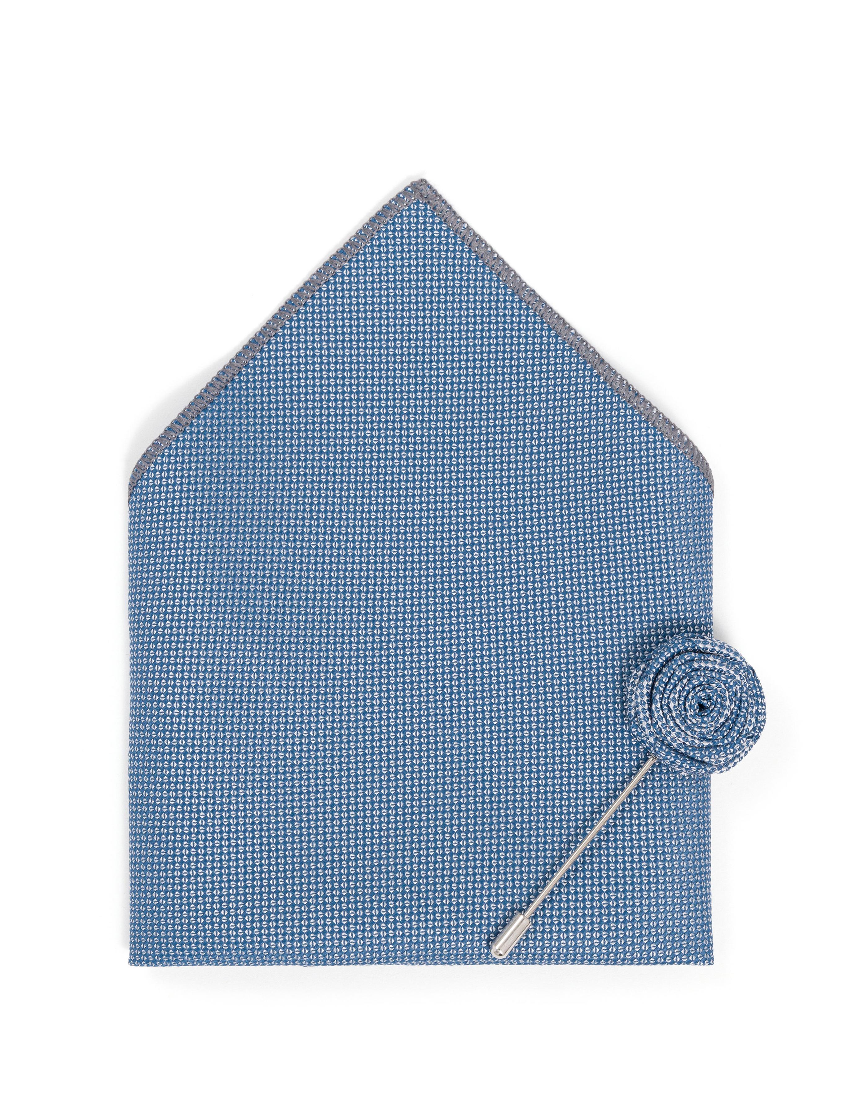 Mavi 3'lü Kravat Mendil Set