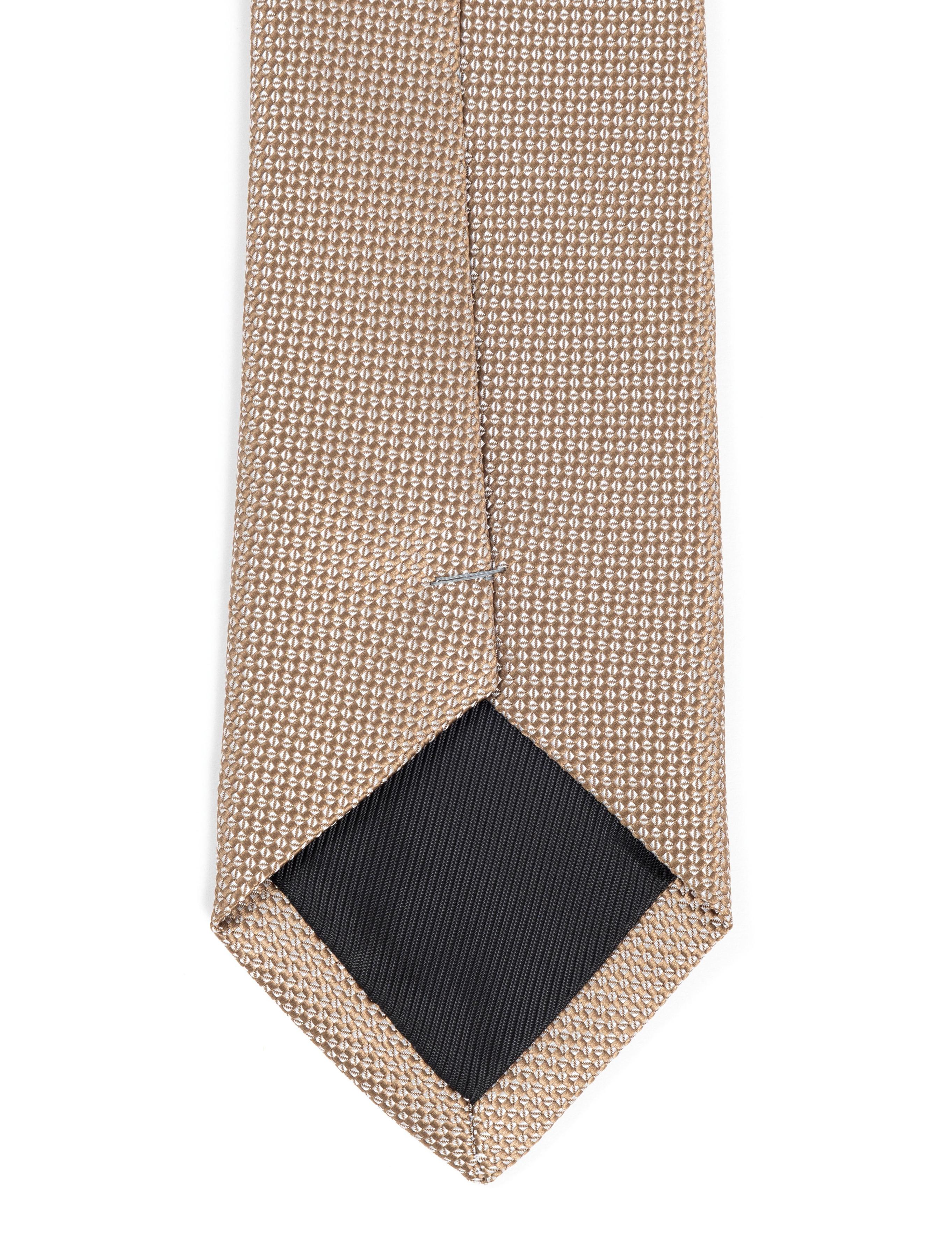 Bej 3'lü Kravat Mendil Set