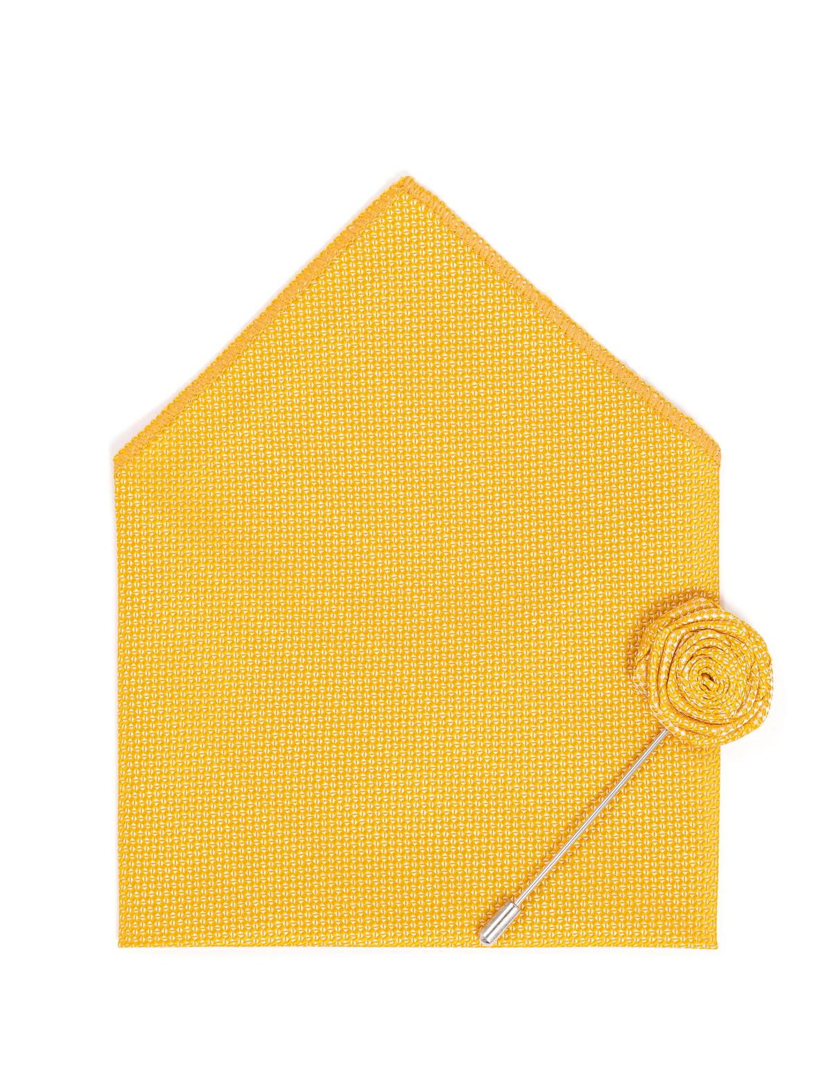 Sarı 3'lü Kravat-Mendil-Kravat İğnesi Set - 50272351005