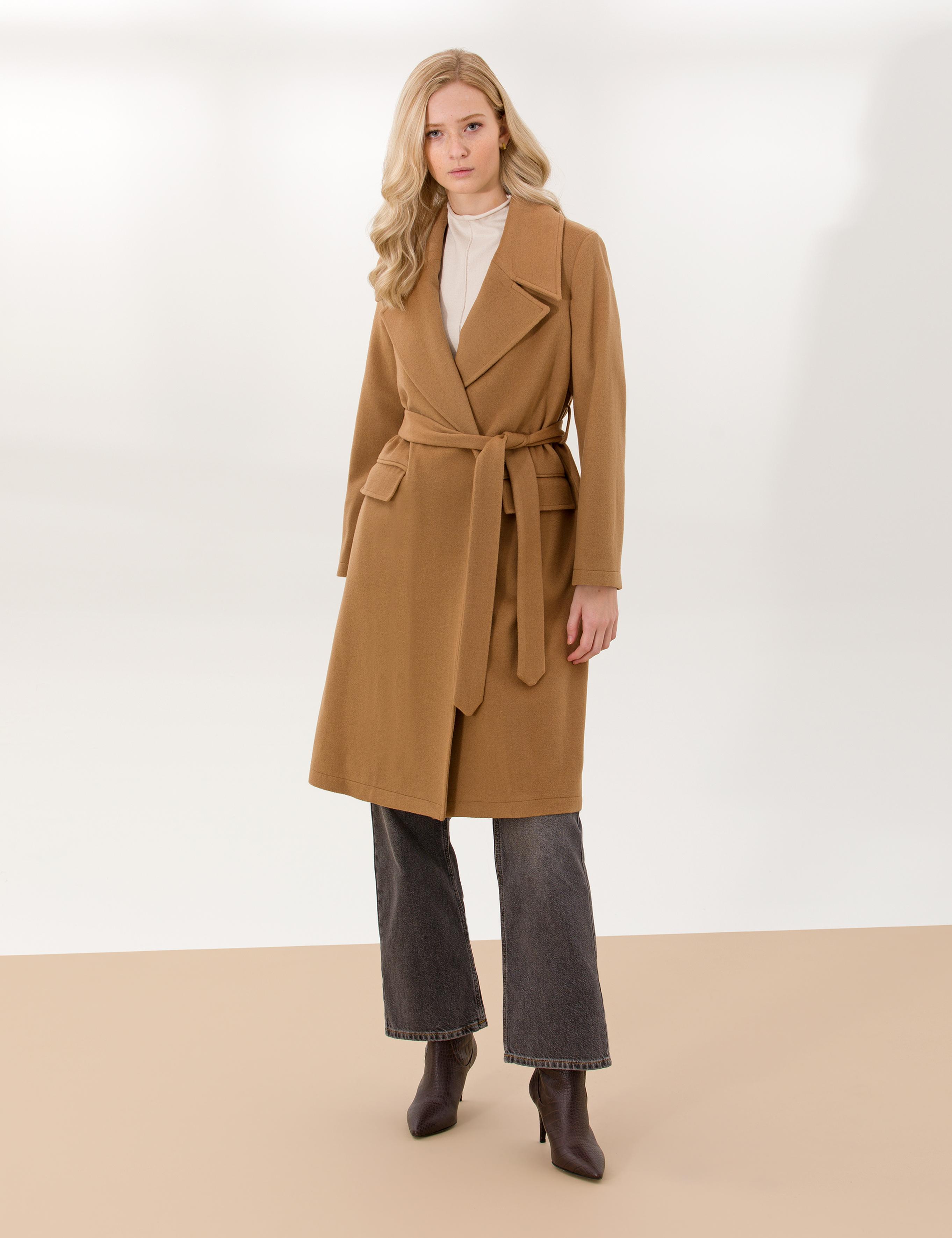 Camel Regular Fit Kaşe Kaban