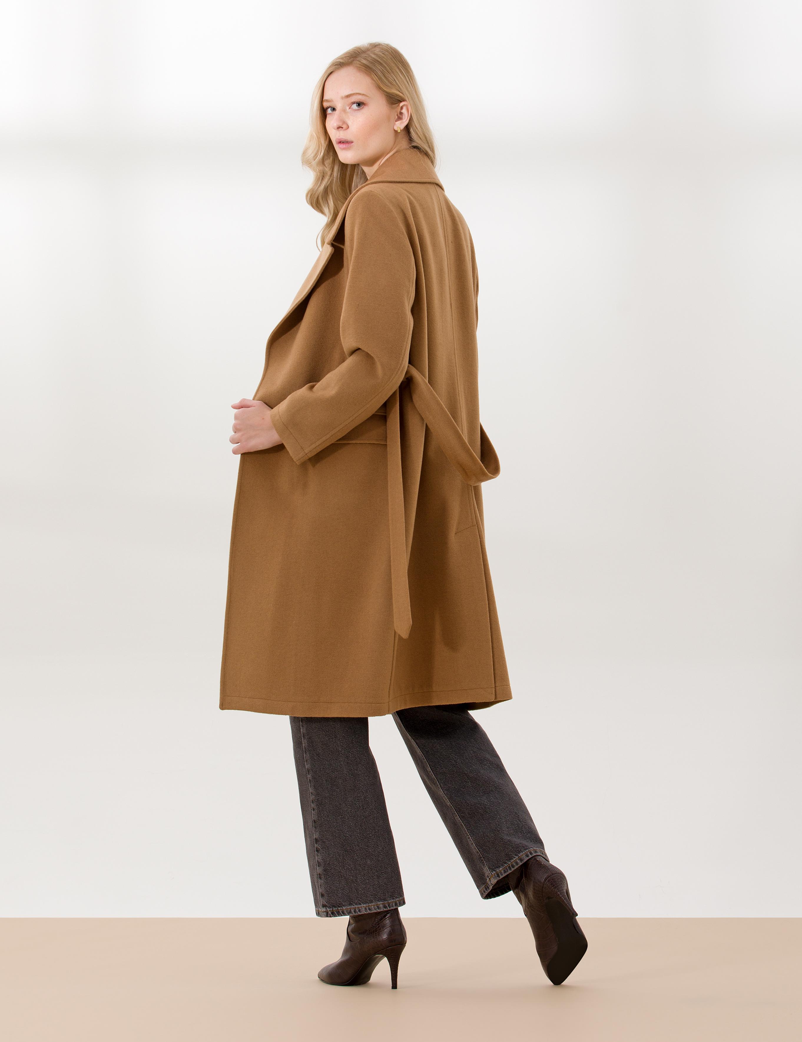 Camel Regular Fit Kaşe Kaban