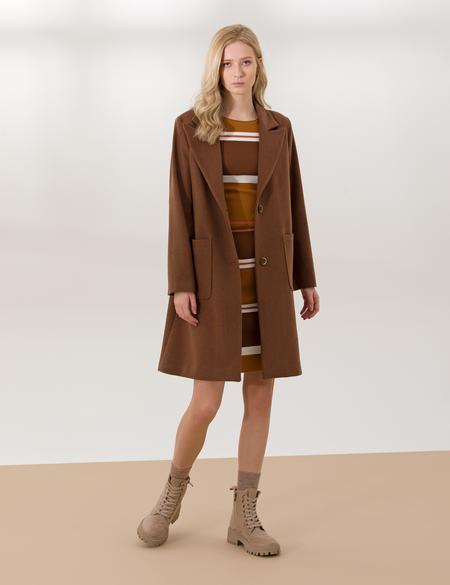 Kahverengi Kaşe Kaban - 50252870025