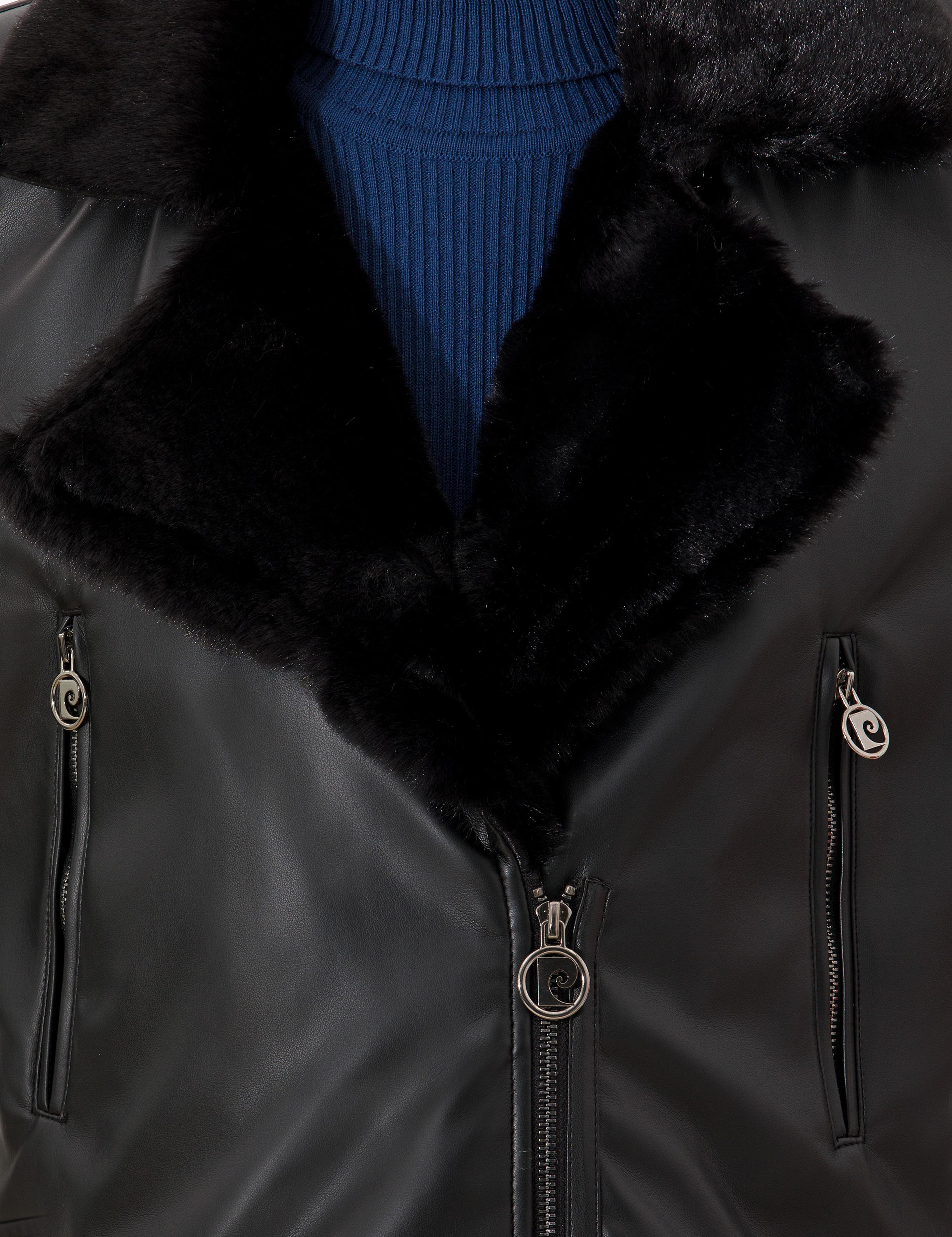 Siyah Crop Top Suni Deri Ceket