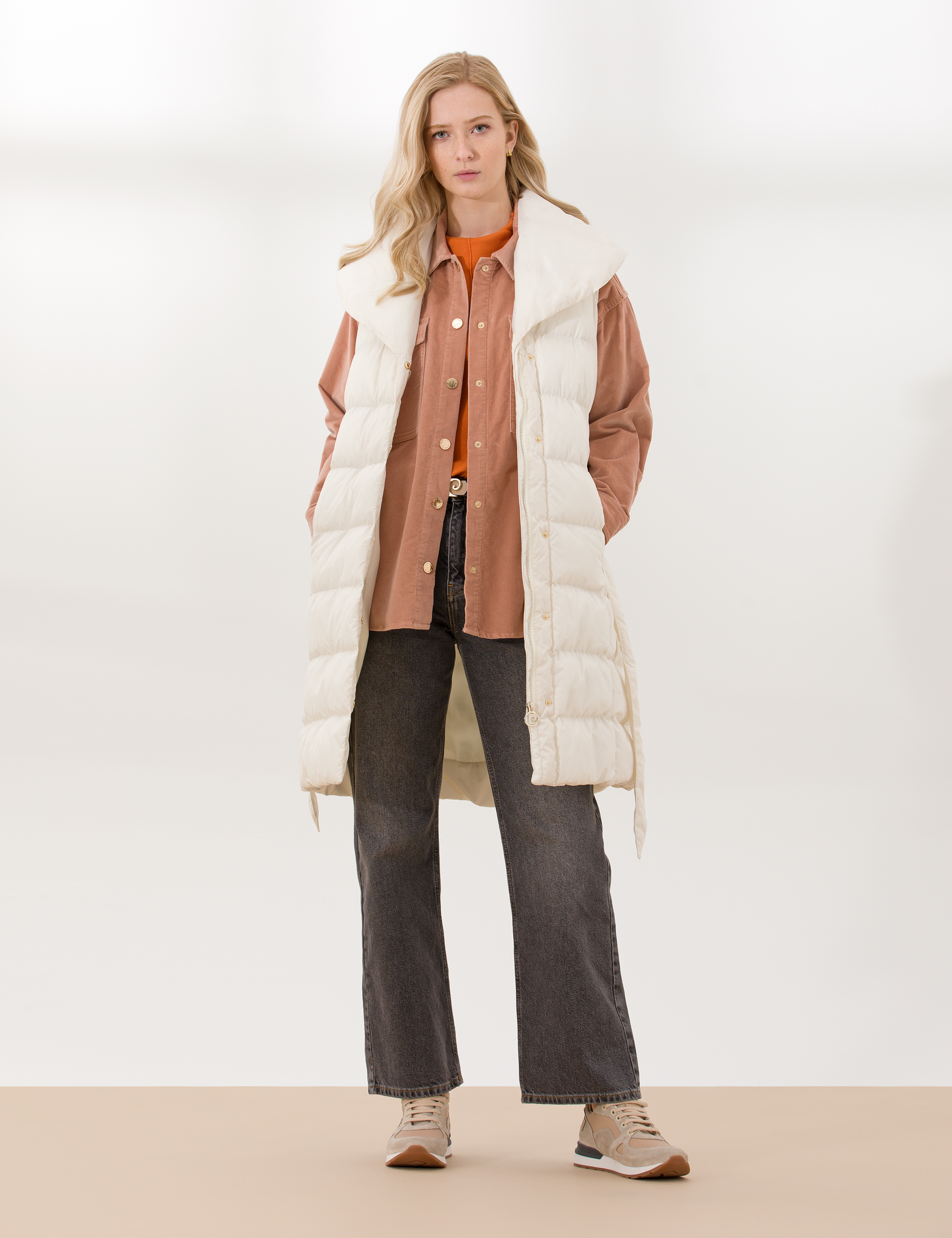 Krem Regular Fit Yelek - Image 3