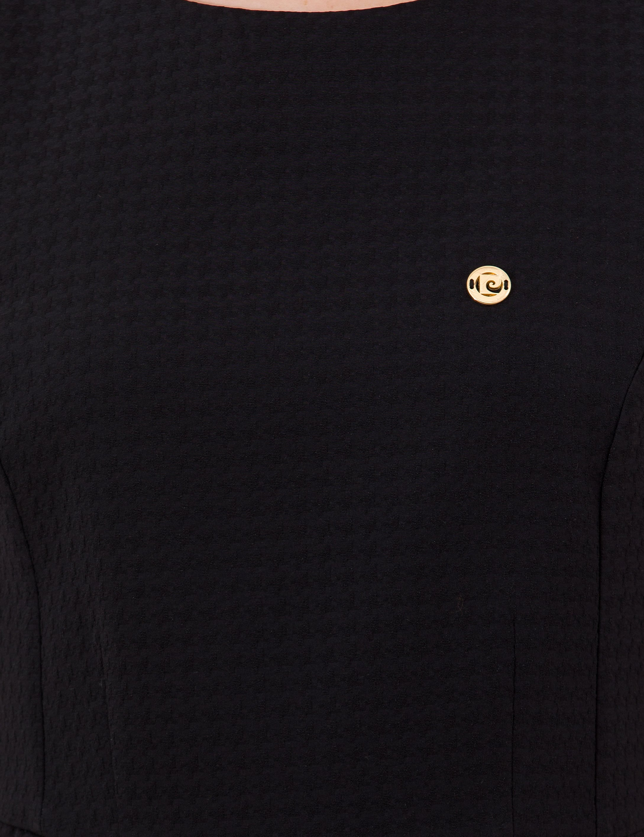 Siyah Slim Fit Dokuma Elbise - Image 6