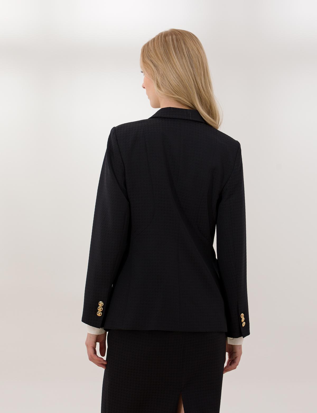 Siyah Kruvaze Ceket - 50253791019