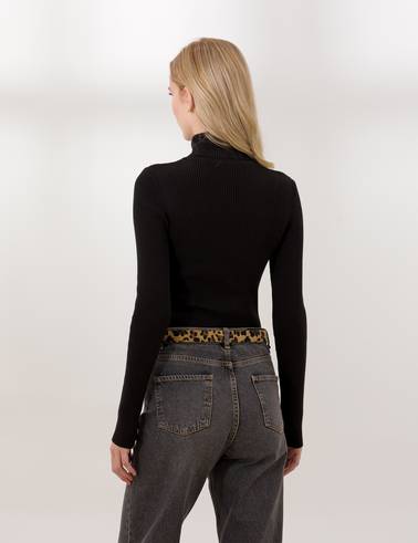Siyah Slim Fit Basic Balıkçı Yaka Kazak