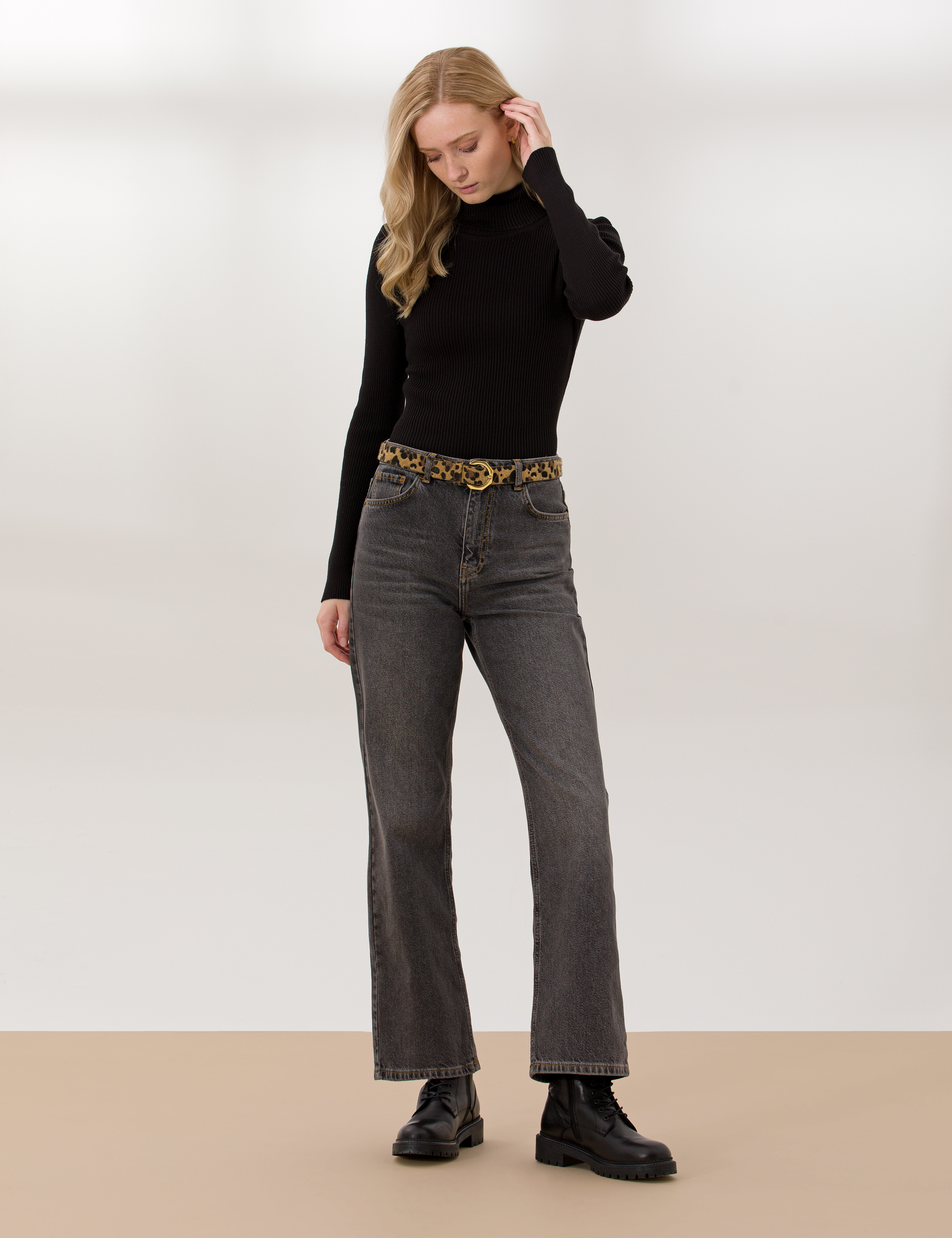 Siyah Slim Fit Basic Balıkçı Yaka Kazak - Image 4
