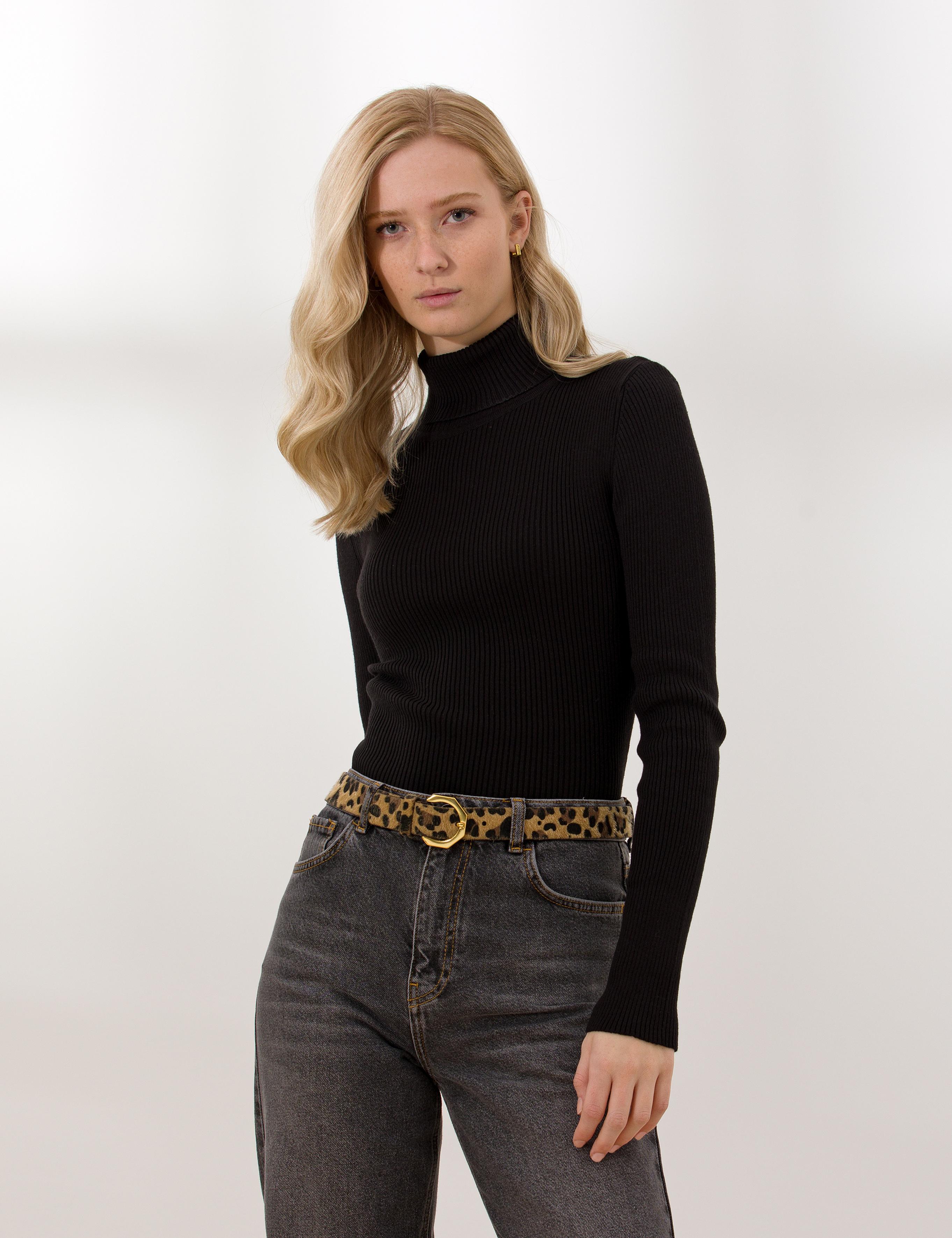 Siyah Slim Fit Basic Balıkçı Yaka Kazak