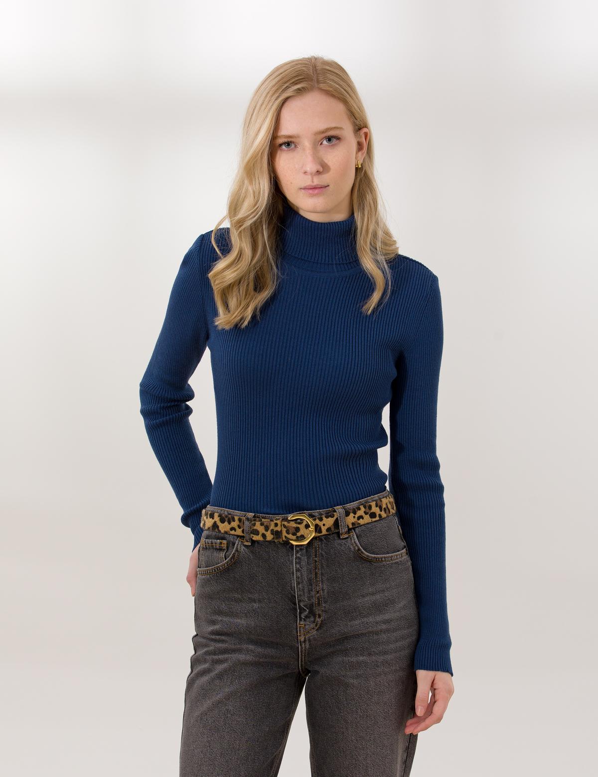 İndigo Slim Fit Basic Balıkçı Yaka Basic Kazak