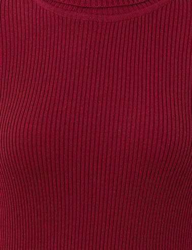 Bordo Slim Fit Basic Balıkçı Yaka Kazak