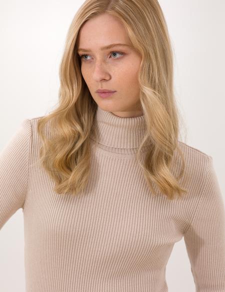 Krem Melanj Slim Fit Basic Balıkçı Yaka Kazak - 50254293062