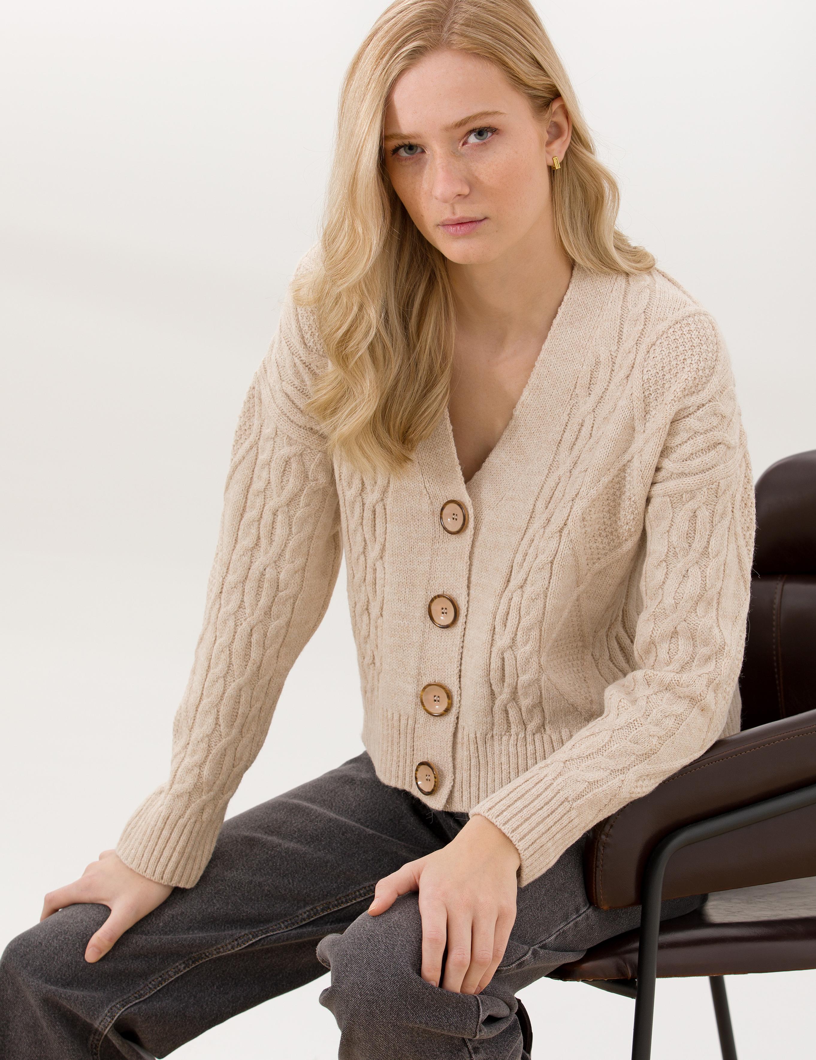 Bej Crop Top Triko Hırka