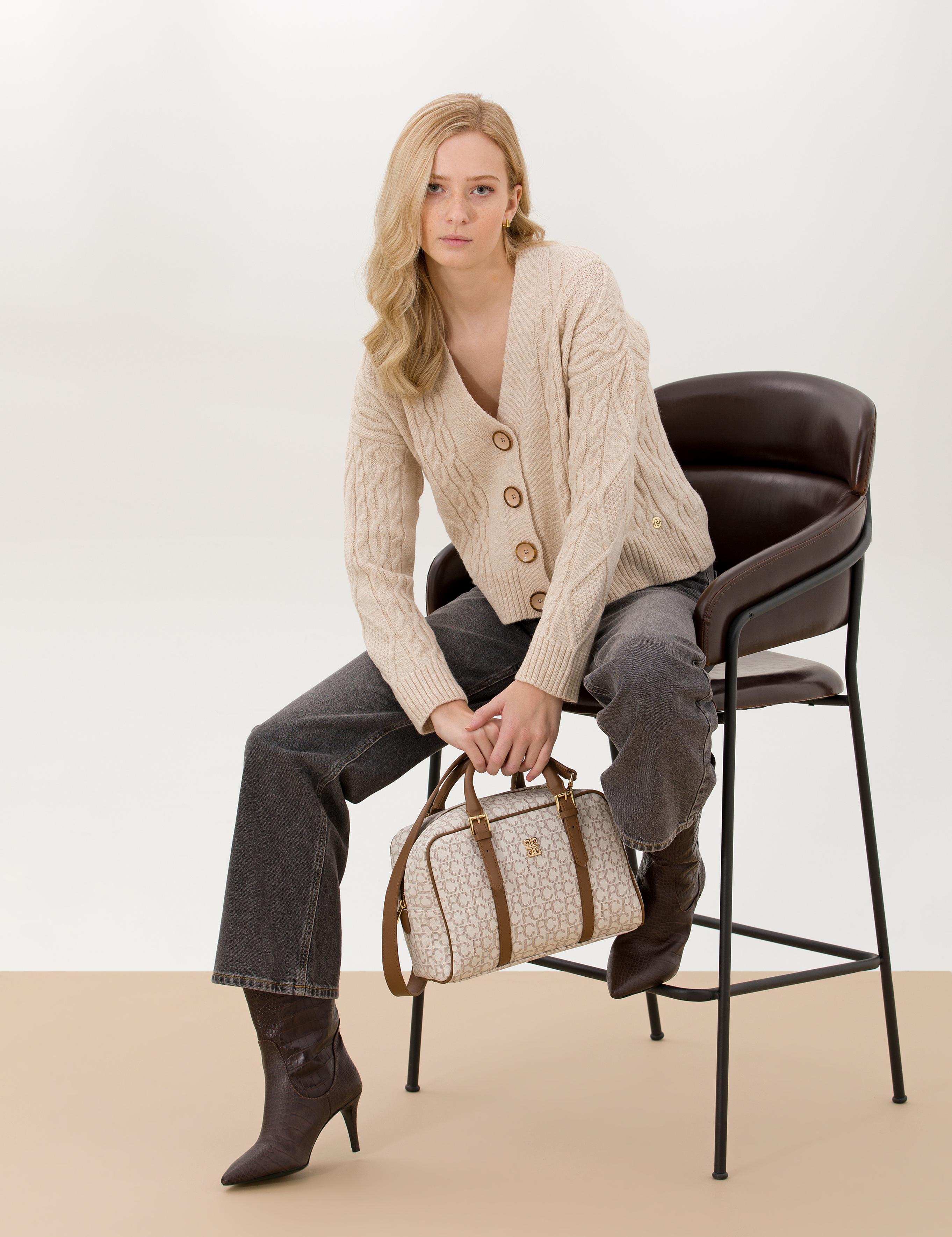 Bej Crop Top Triko Hırka