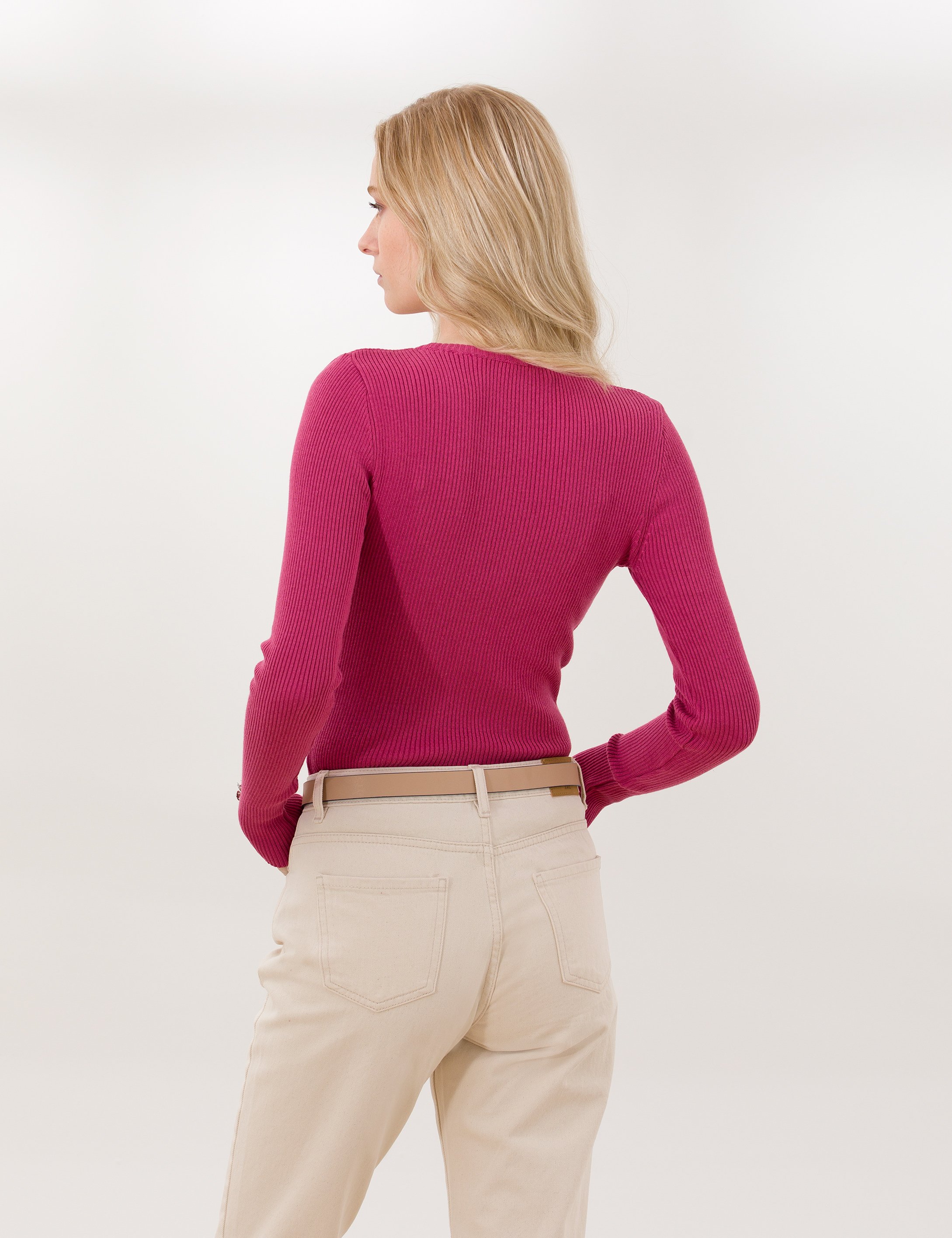 Gül Kurusu Slim Fit Bisiklet Yaka Basic Kazak - Image 5