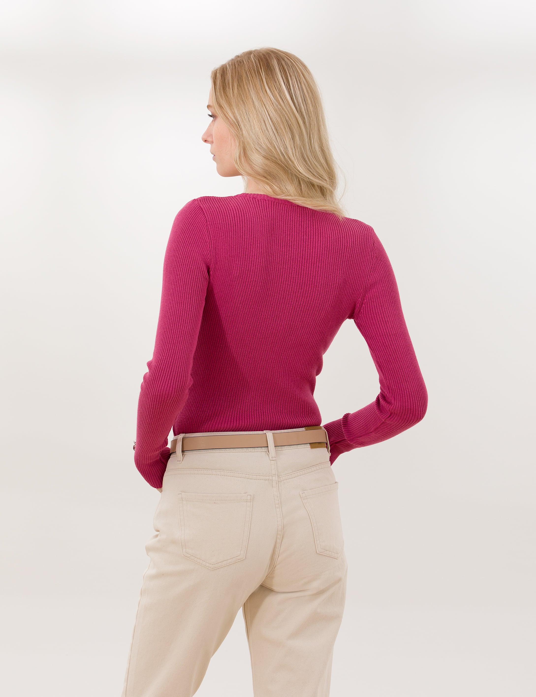 Gül Kurusu Slim Fit Bisiklet Yaka Basic Kazak