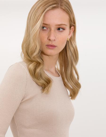 Krem Melanj SlimFit Bisiklet Yaka Basic Kazak - 50257264064