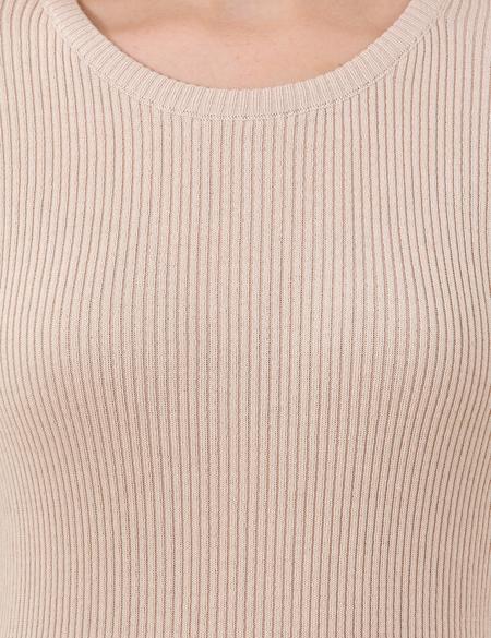 Krem Melanj SlimFit Bisiklet Yaka Basic Kazak - 50257264064