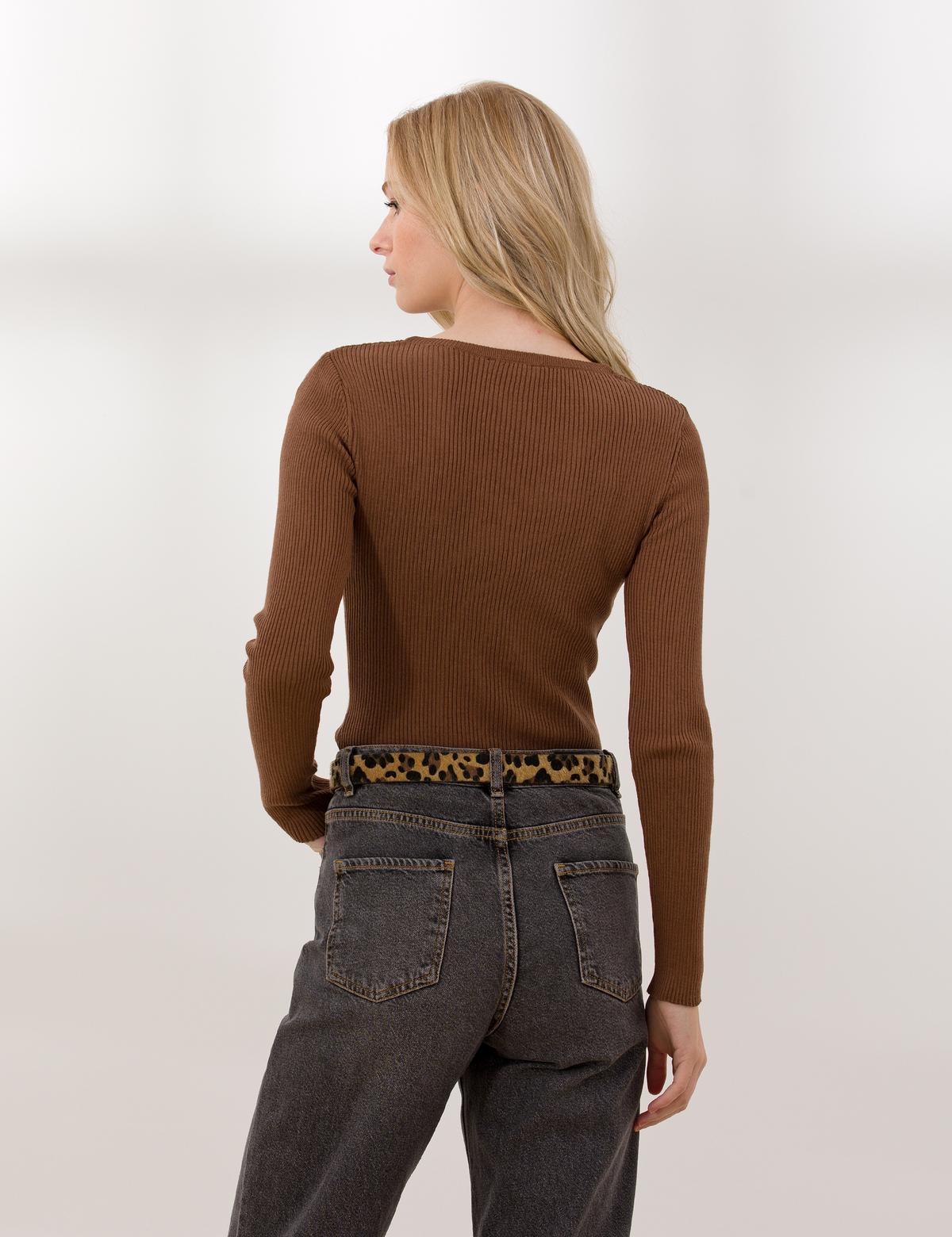 Coconut Slim Fit V Yaka Basic Kazak - 50260241039