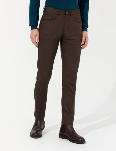 Kahverengi Slim Fit Kanvas Pantolon