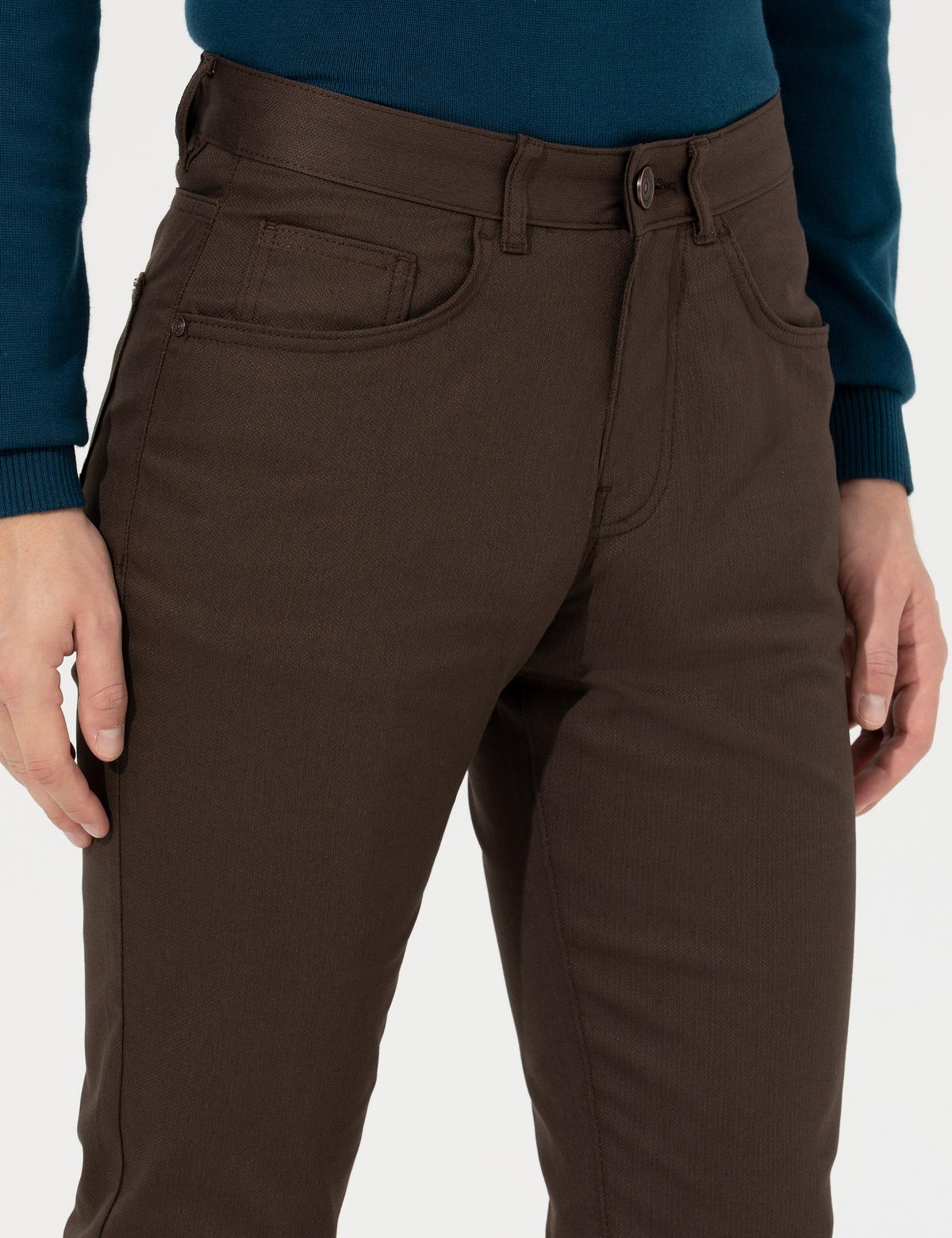 Kahverengi Slim Fit Kanvas Pantolon - 50264764074