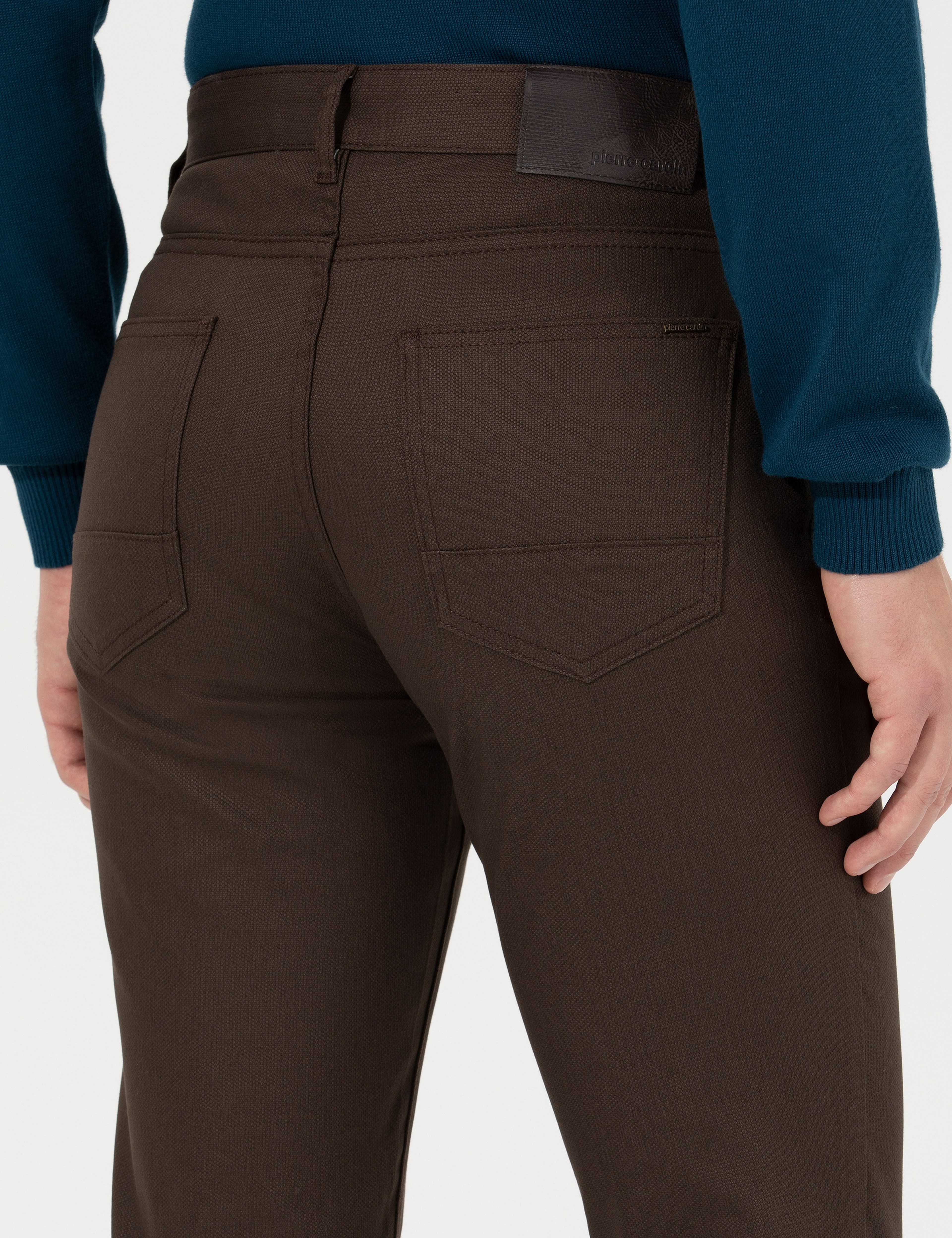 Kahverengi Slim Fit Kanvas Pantolon - Image 7