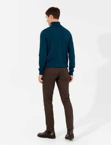 Kahverengi Slim Fit Kanvas Pantolon