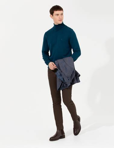 Kahverengi Slim Fit Kanvas Pantolon