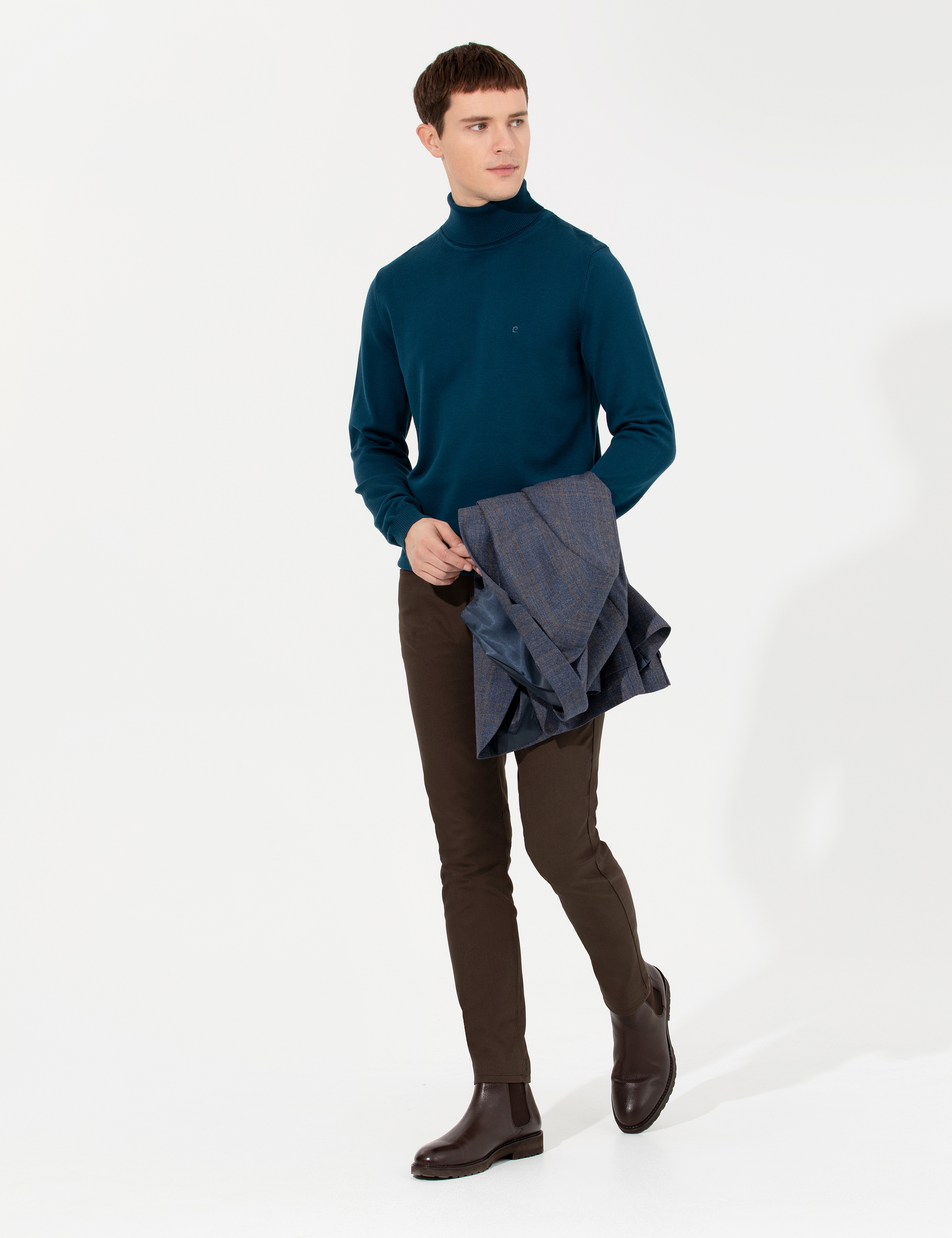 Kahverengi Slim Fit Kanvas Pantolon - Image 3