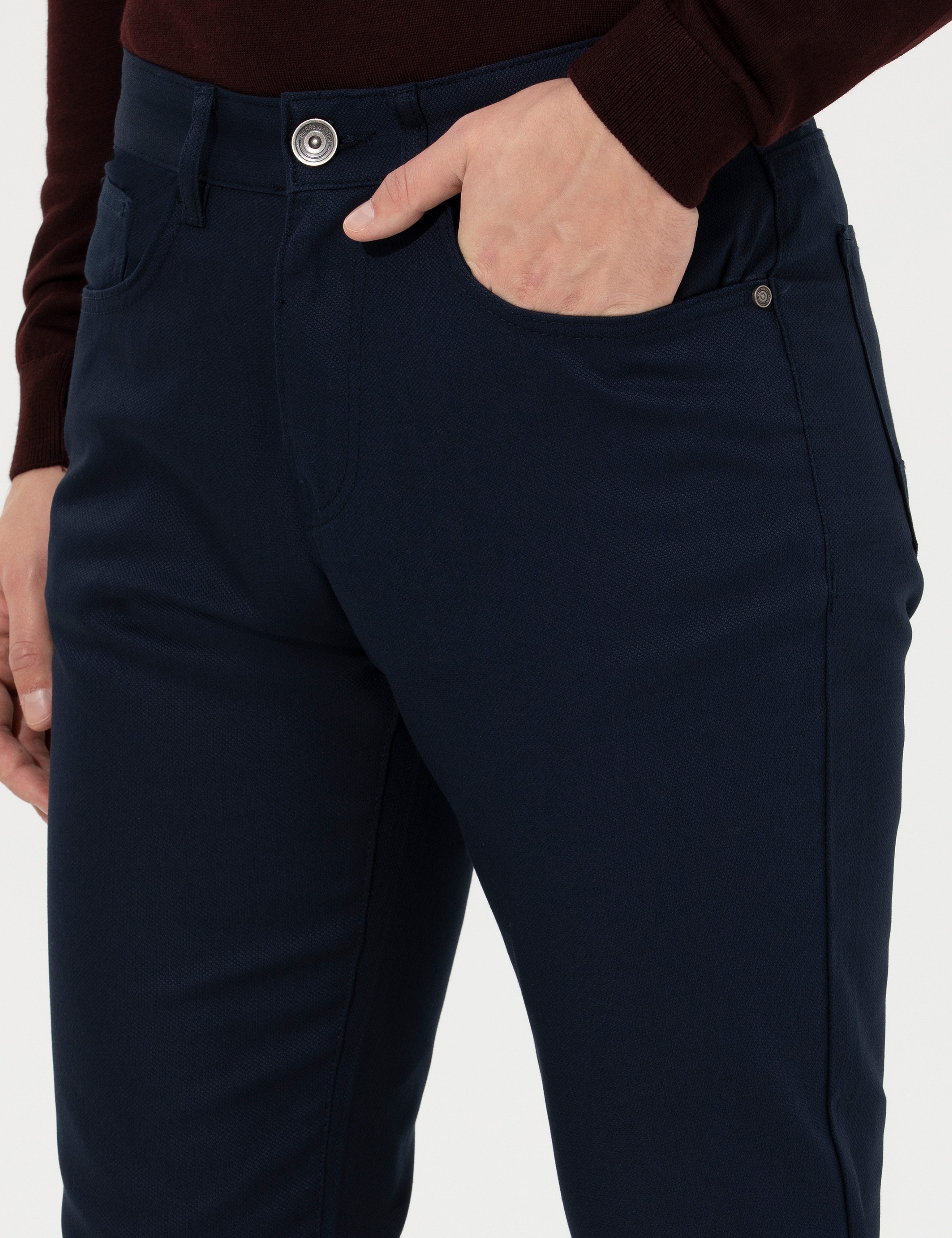 Lacivert Slim Fit Kanvas Pantolon - Image 6