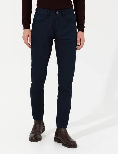 Lacivert Slim Fit Kanvas Pantolon