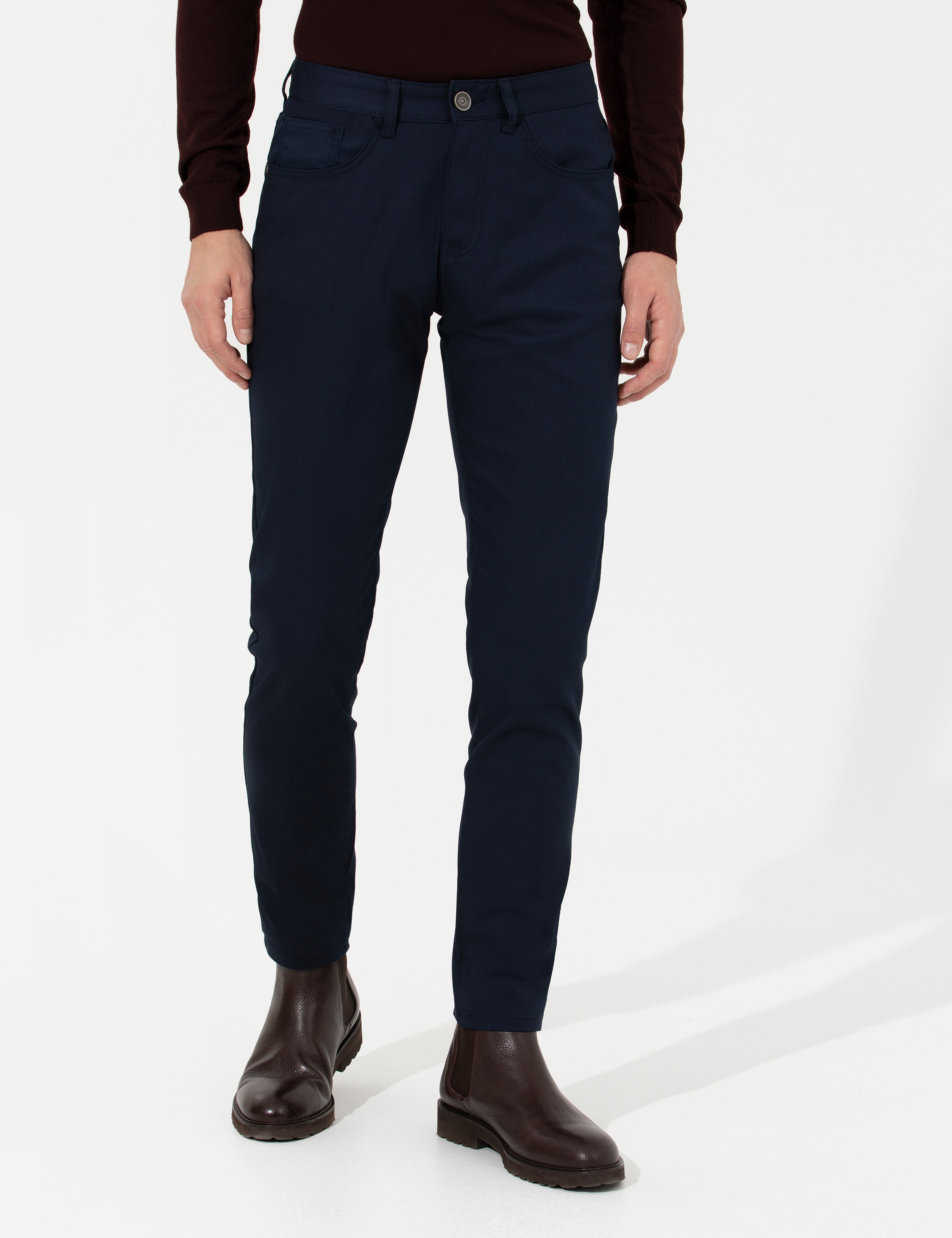 Lacivert Slim Fit Kanvas Pantolon - Image 2
