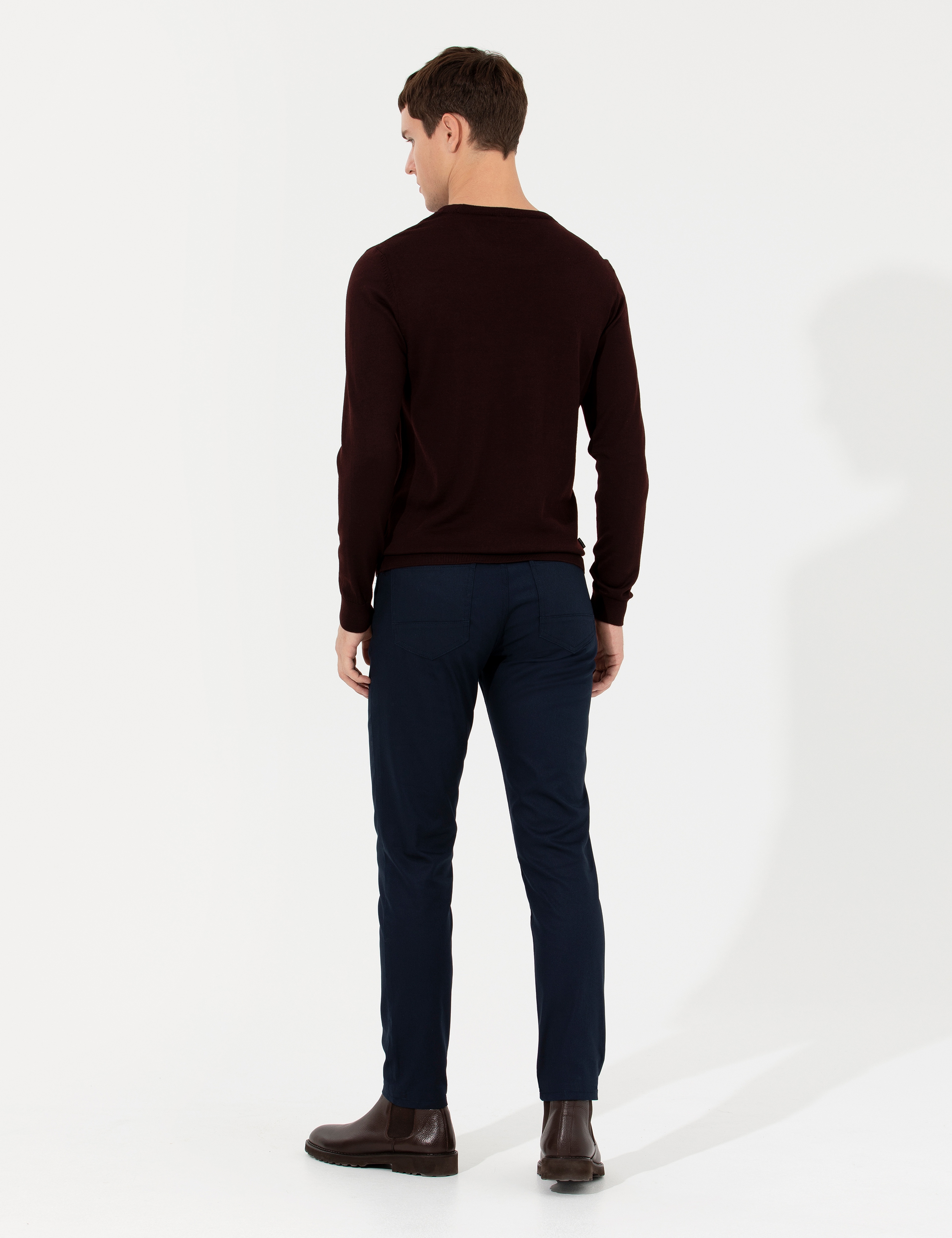 Lacivert Slim Fit Kanvas Pantolon