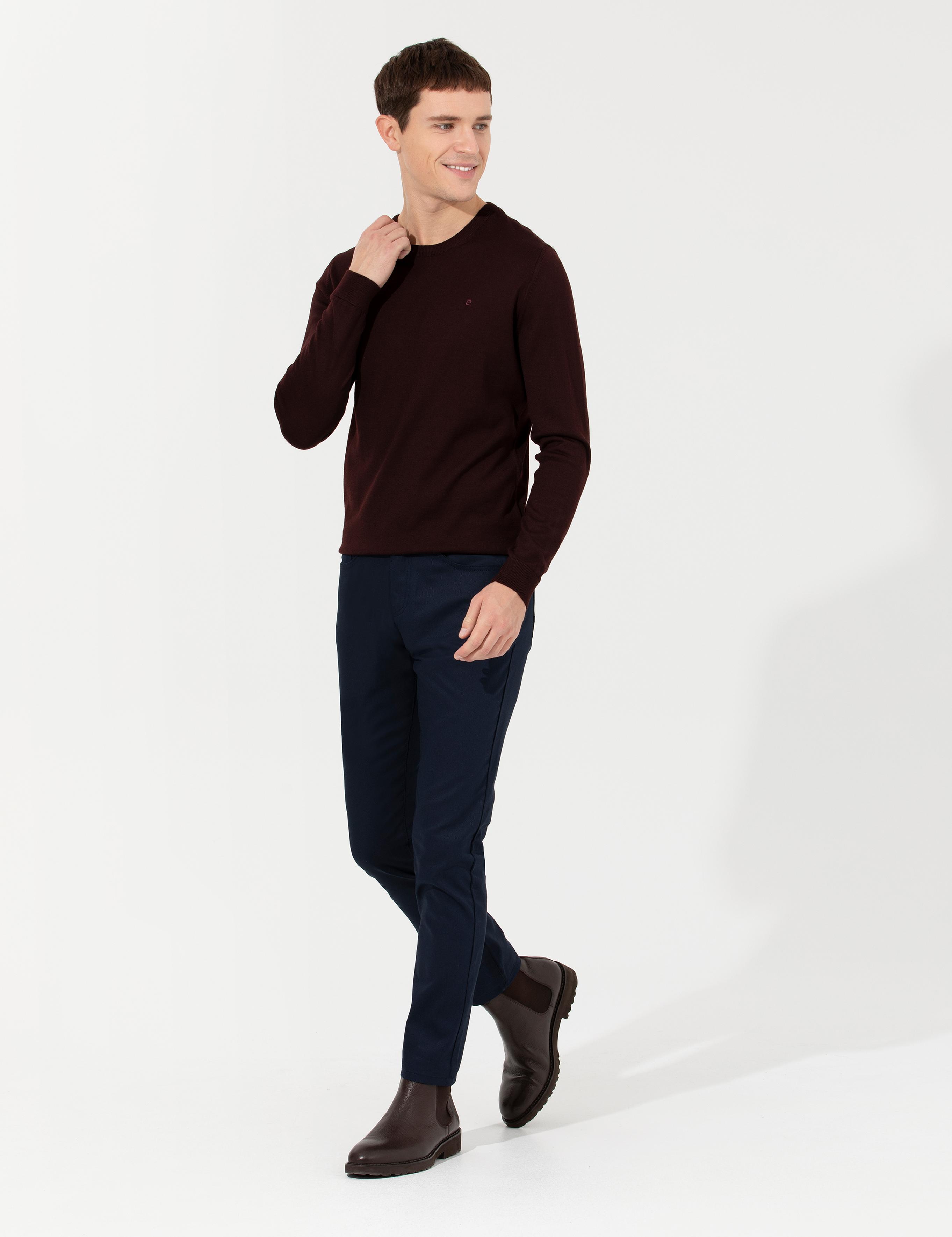 Lacivert Slim Fit Kanvas Pantolon