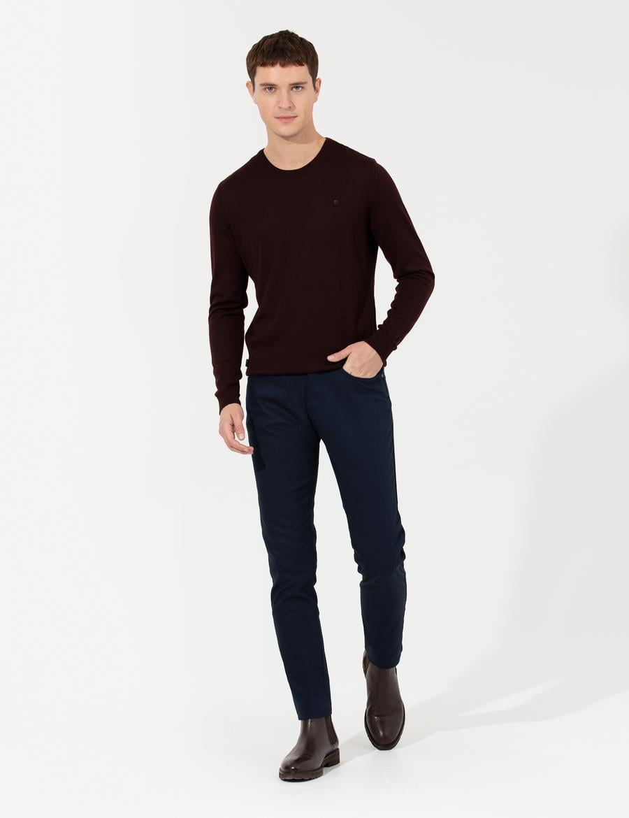 Lacivert Slim Fit Kanvas Pantolon